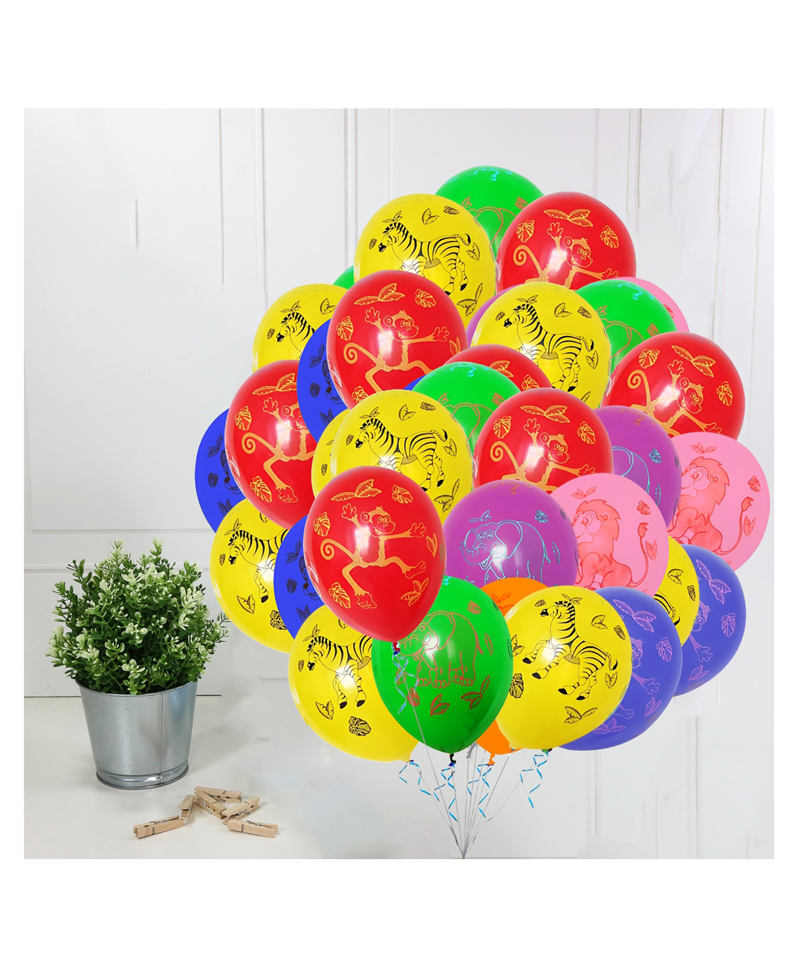 Funcart Jungle Animal Latex Balloons Multicolor - Pack of 50-image-43