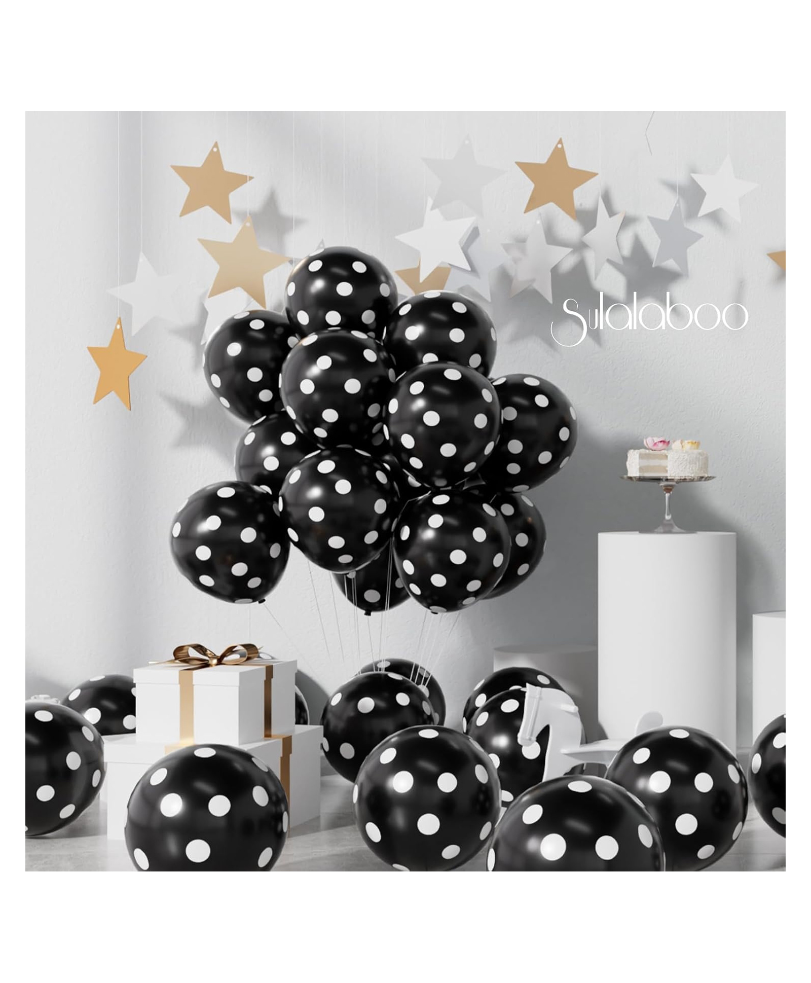 Funcart Black Polka Dot Balloons - Pack of 50-image-3