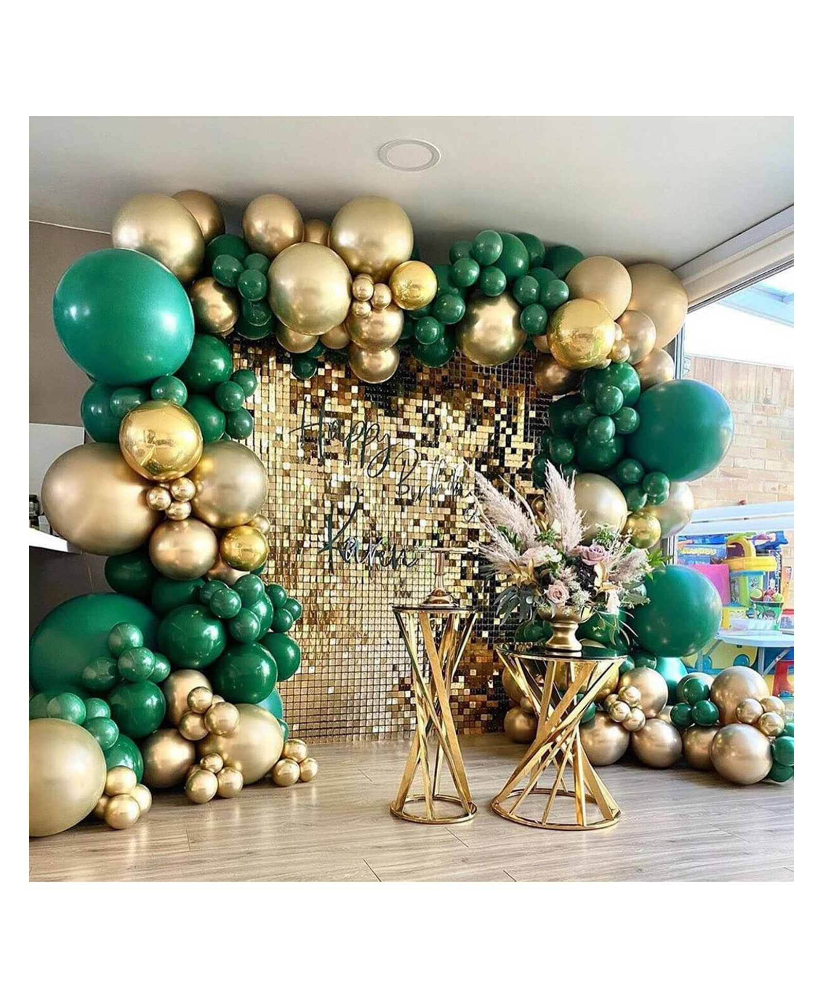 Funcart Dark Green & Gold Metallic Latex Balloons - Pack of 50-picture-15