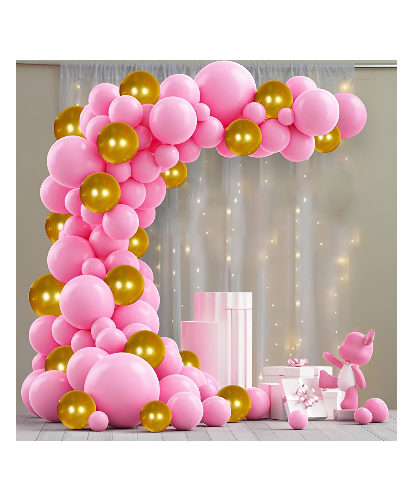 Funcart Gold and Pink Metallic Latex Balloons - Pack of 50-image-29