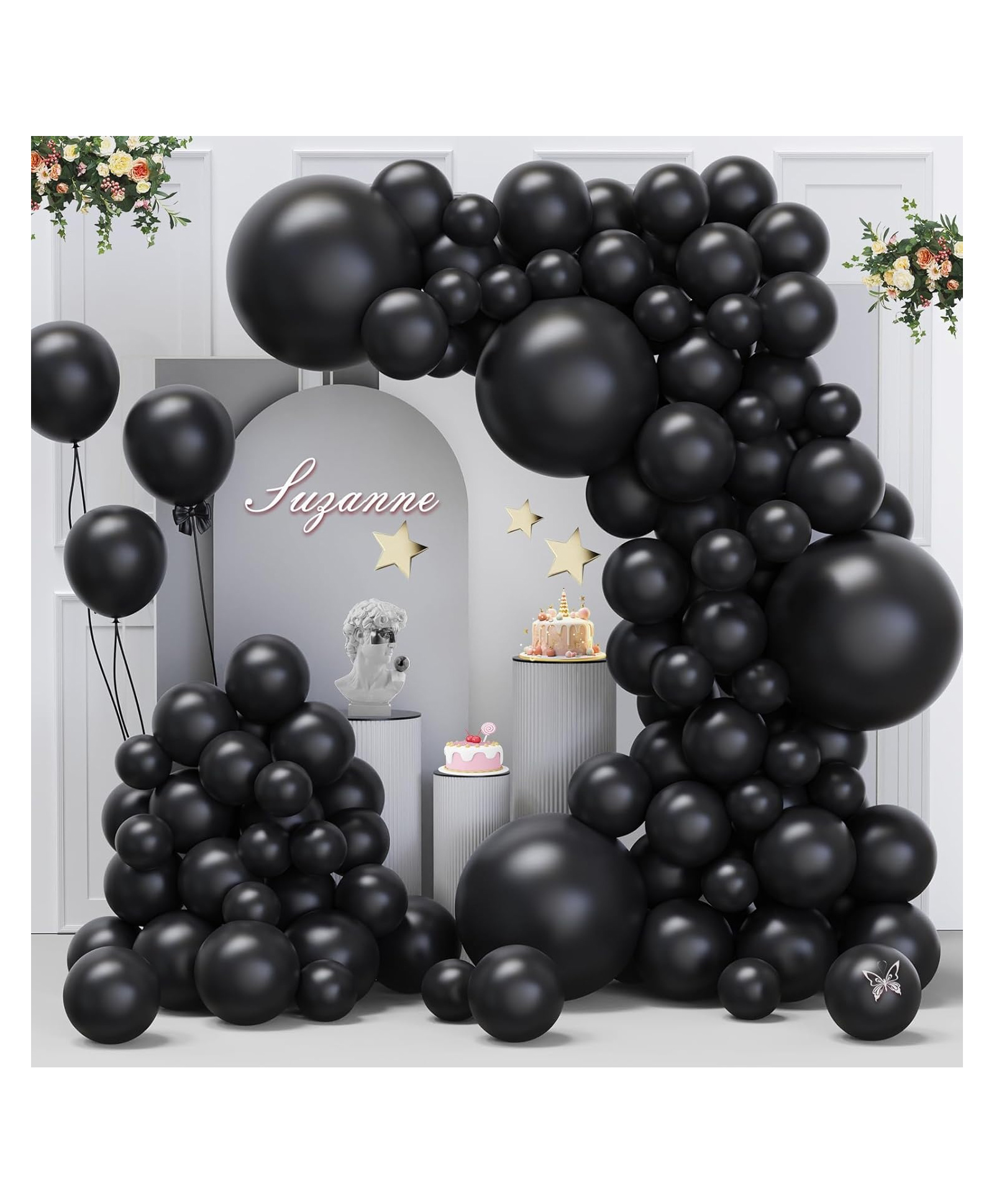 Funcart Black Metallic Latex Balloons - Pack of 25-image-46
