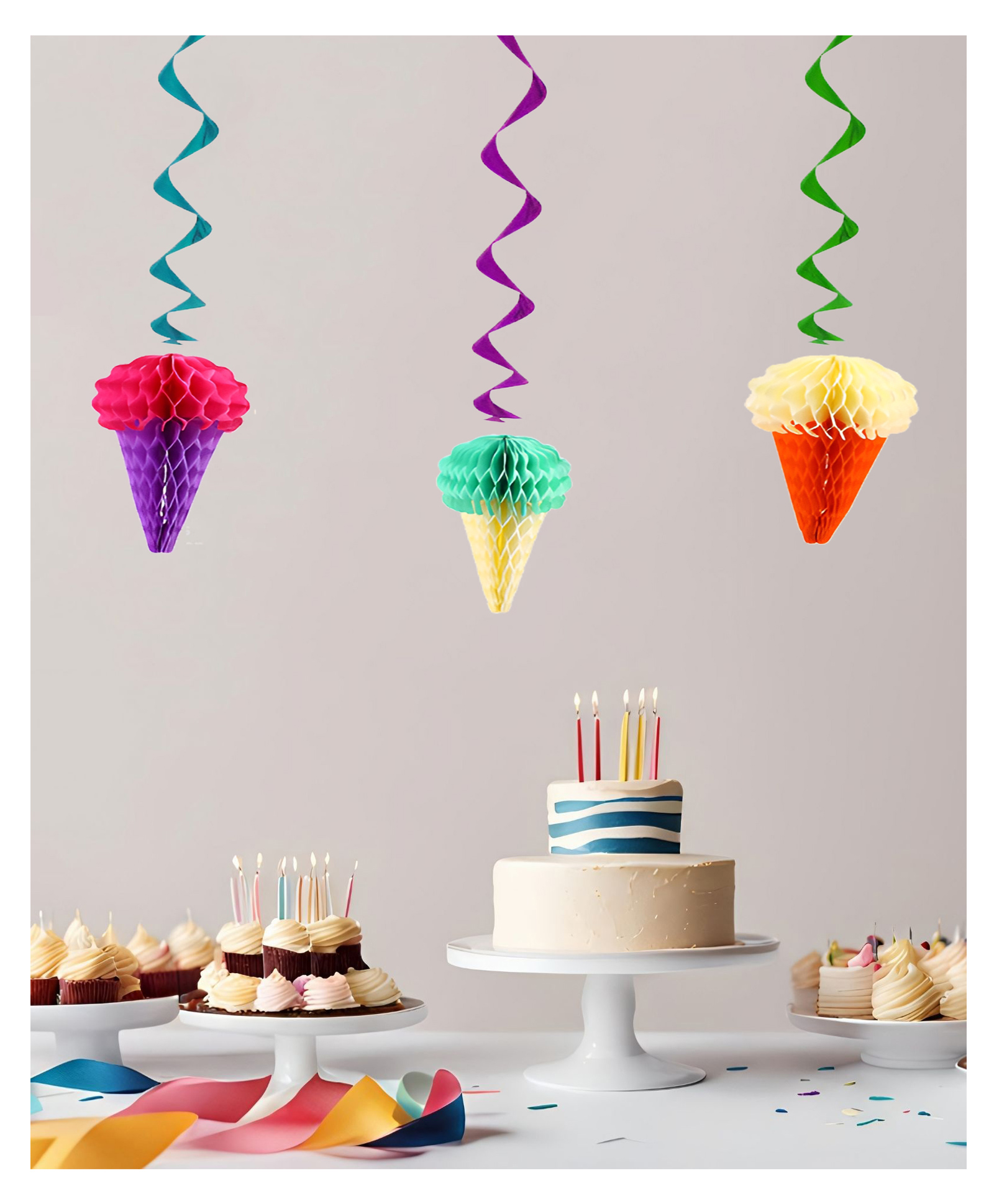 Funcart Ice Cream cone honeycomb swirl Multicolor - Pack of 3-image-6