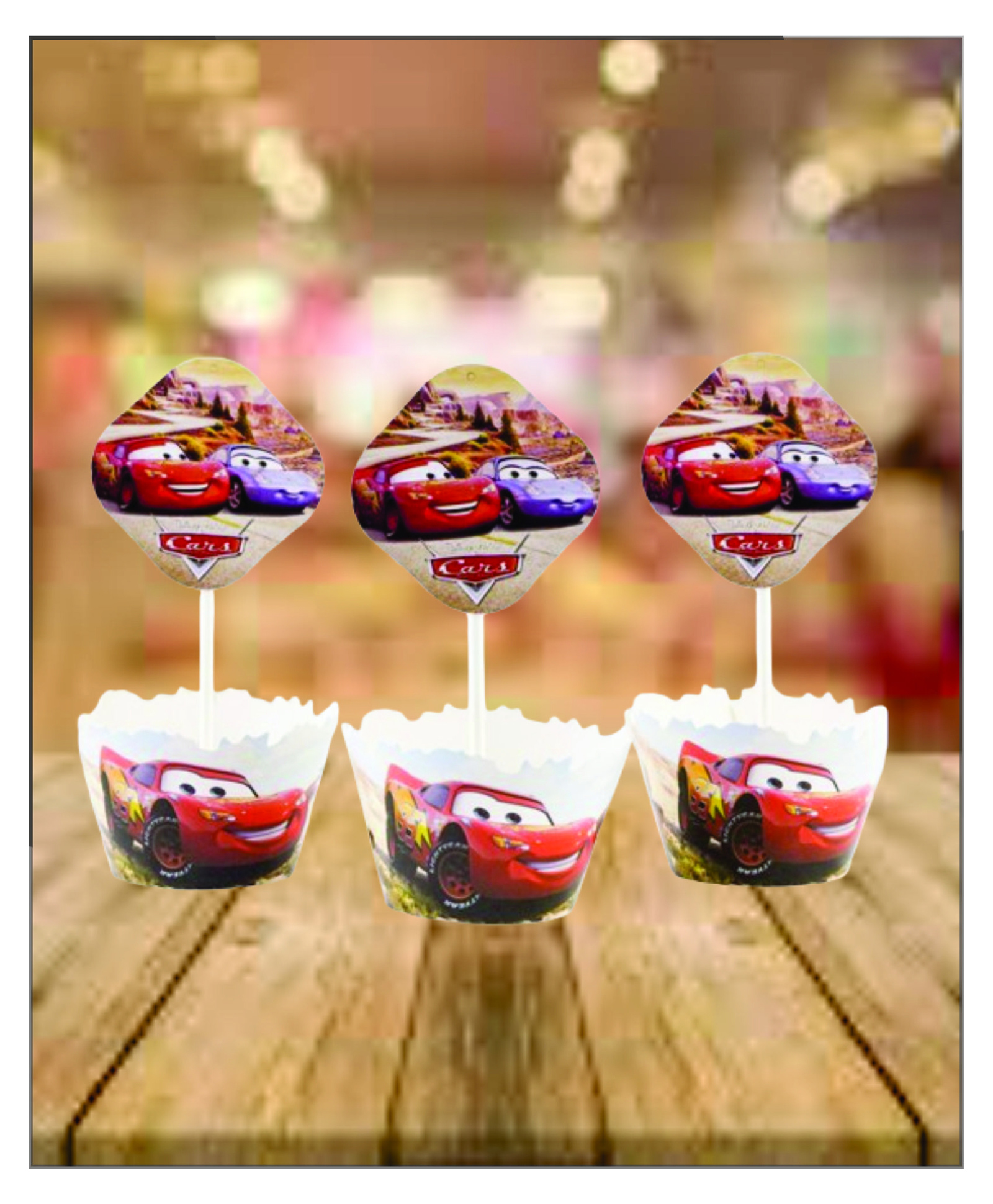 Funcart Cars Party Theme Cup Cake Wrapper & topper - Pack of 24-picture-19