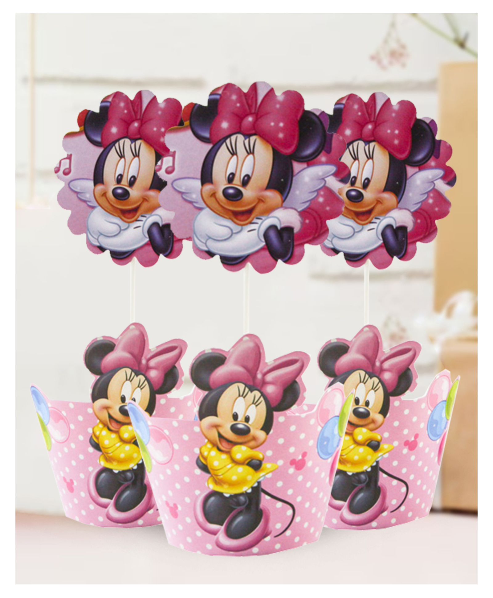 Funcart Minnie Mouse Theme Cup Cake Wrapper & topper - Pack of 24-image-4
