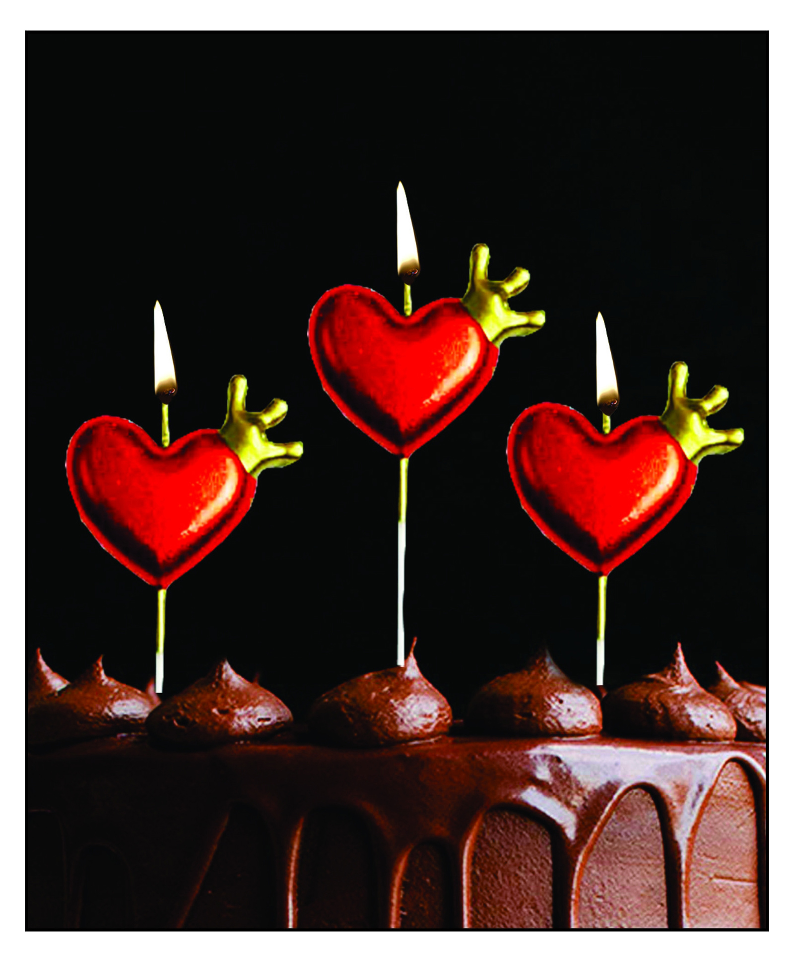 Funcart Red Heart wth Crown Cake Topper Candle - Pack of 3-picture-9