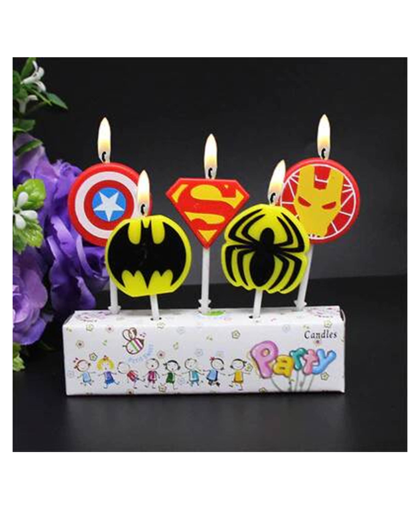 Funcart superhero Avengers Birthday cake topper Multicolor candle - Pack of 5