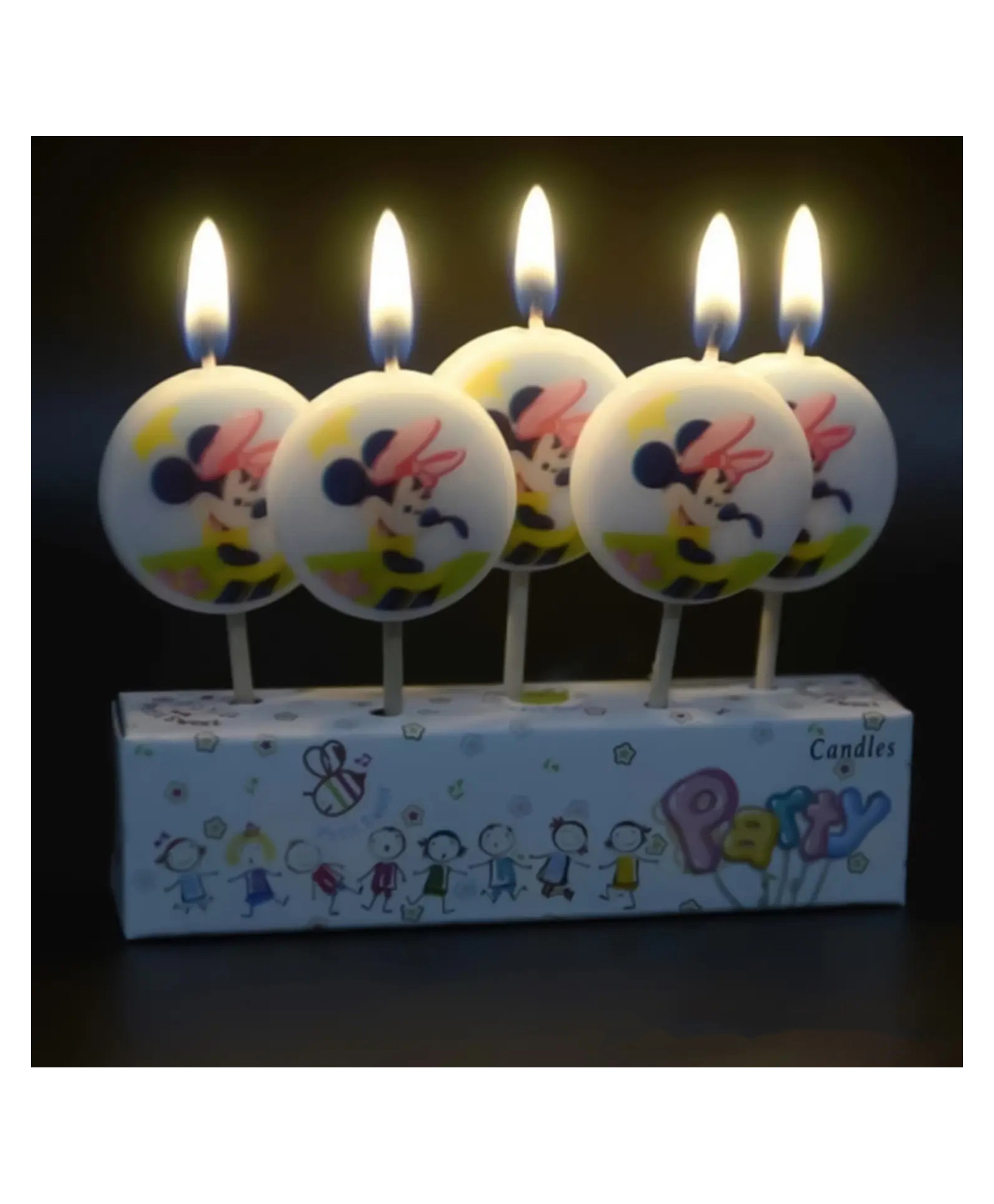 Funcart Round Minnie Mouse Toothpick Multicolor Candle - Pack of 5-picture-17