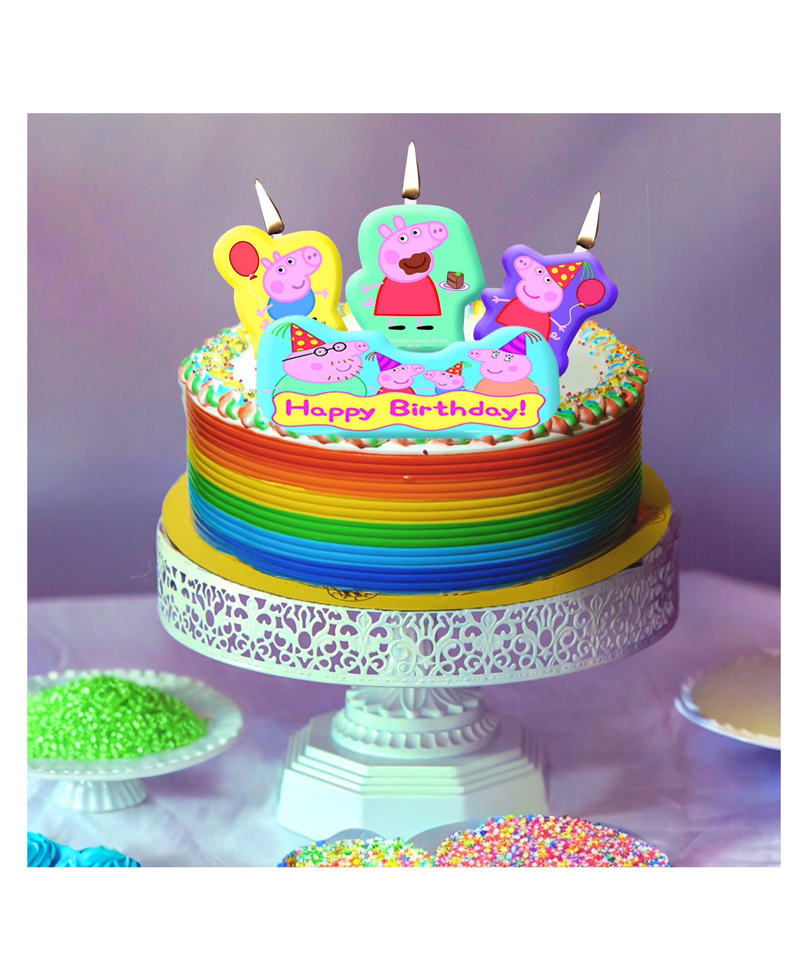 Funcart Peppa Pig Happy Birthday Multicolor Candles - Pack of 4