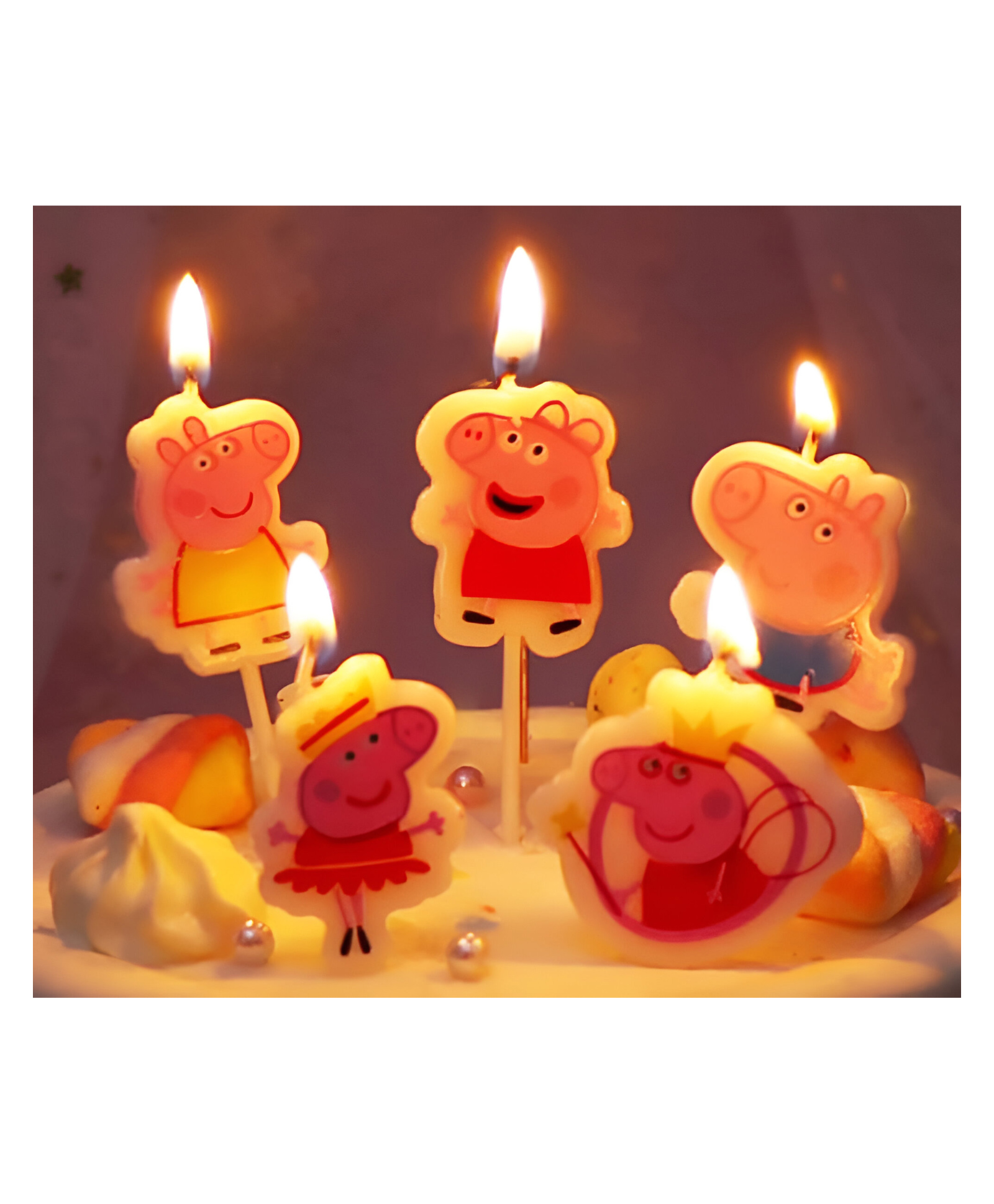 Funcart Peppa Pig Crown shape Multicolor Cake topper Candle - Pack of 5