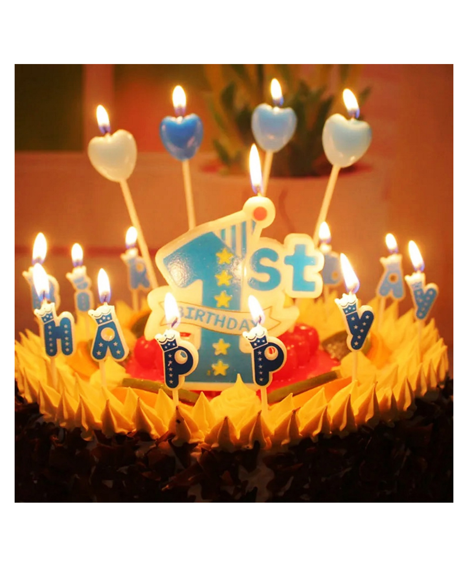 Funcart 1st Birthday cake topper Candle - Blue-picture-7