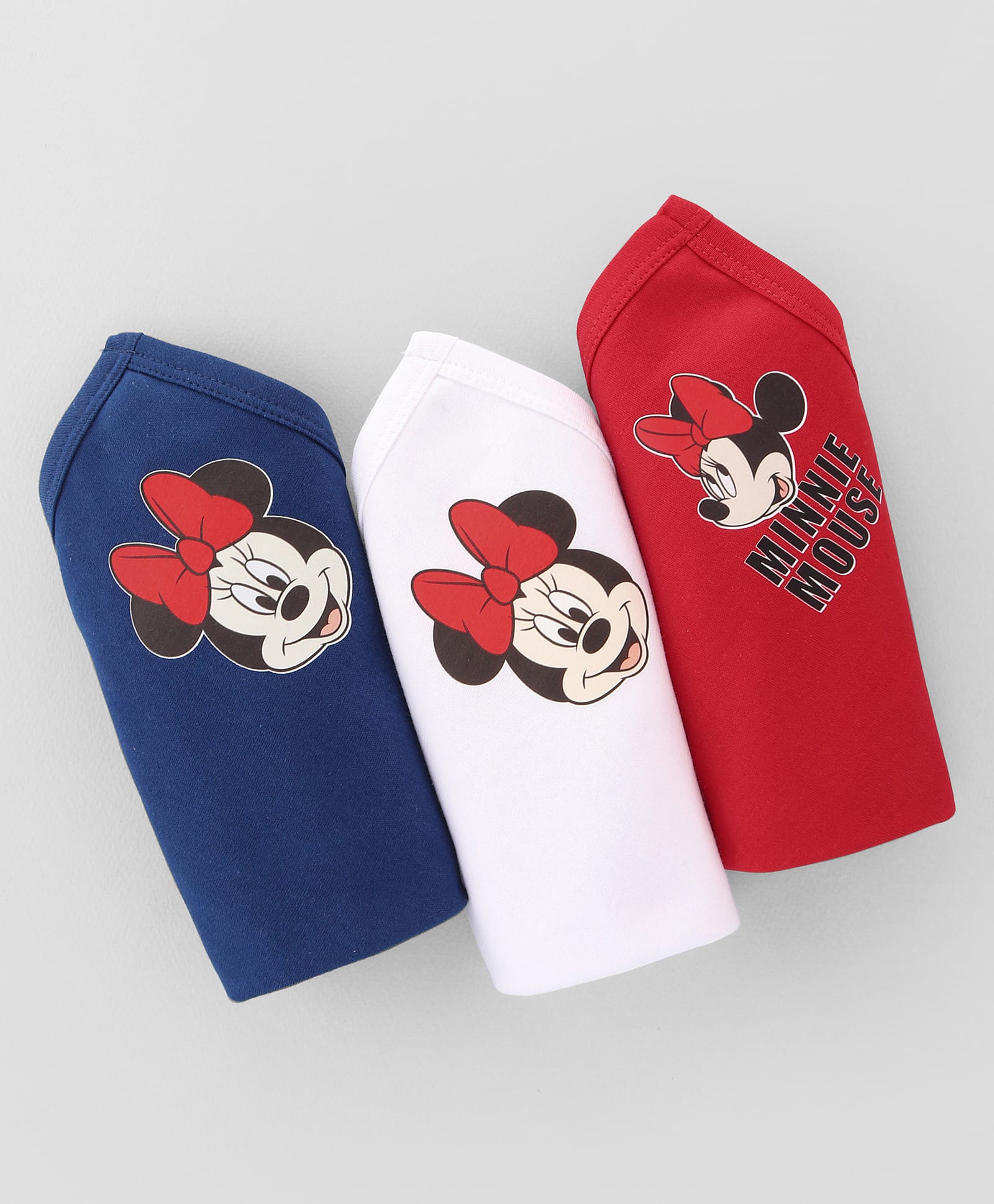 Babyhug Disney Interlock Knit Hand & Face Towels with Minnie Mouse Graphics Pack of 3 L 33 x B 33 cm - Navy Blue White & Red-image-39