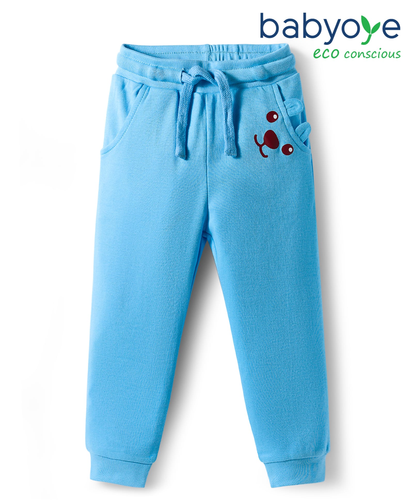 Babyoye 100% Cotton Interlock Knit Full Length Lounge Pant With Bear Print - Light Blue-picture-35