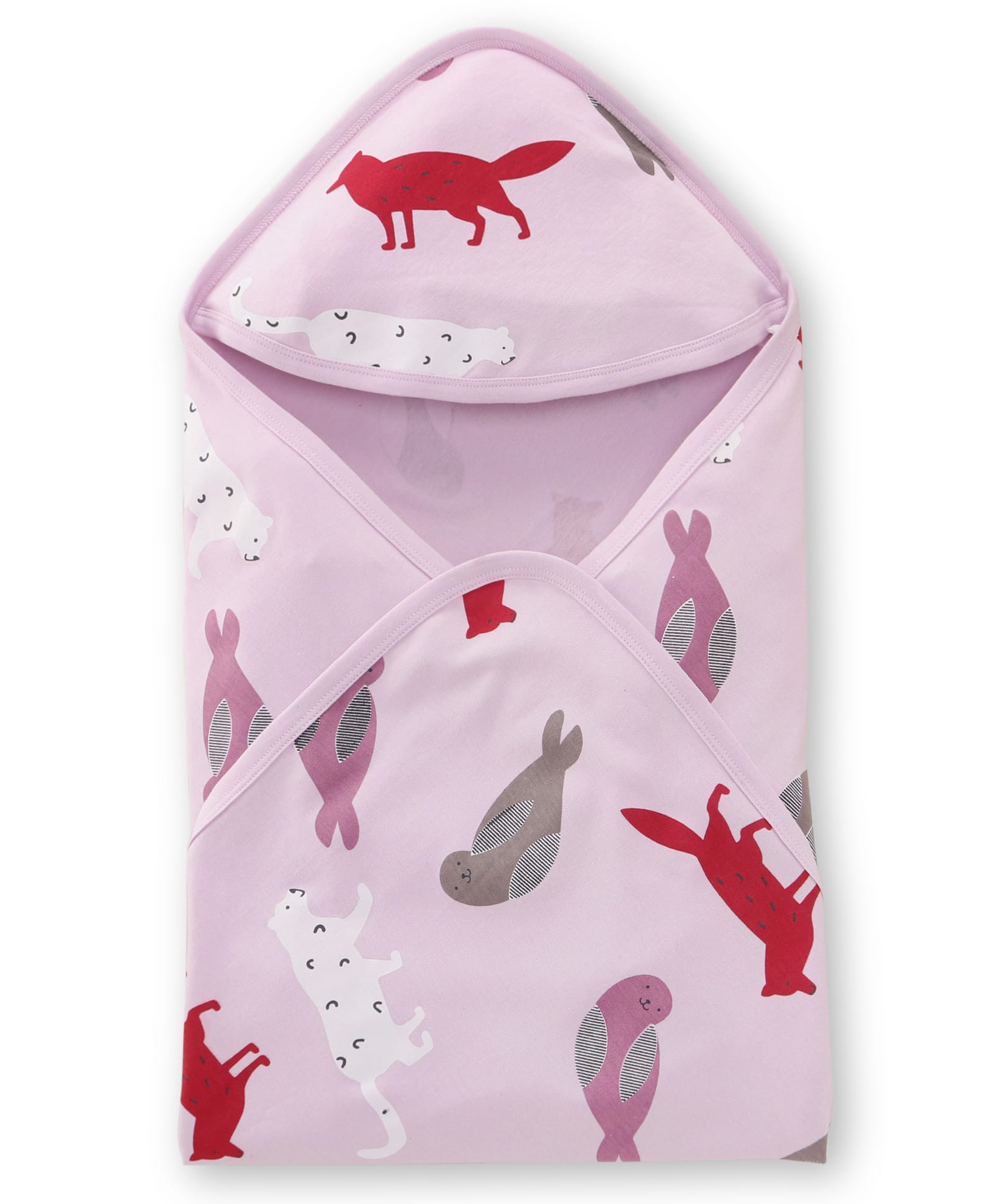 kookie kids india Kookie Kids Interlock Knit Animal Printed Towel With Hood L 83 X B 82 Cm - Lilac-picture-15