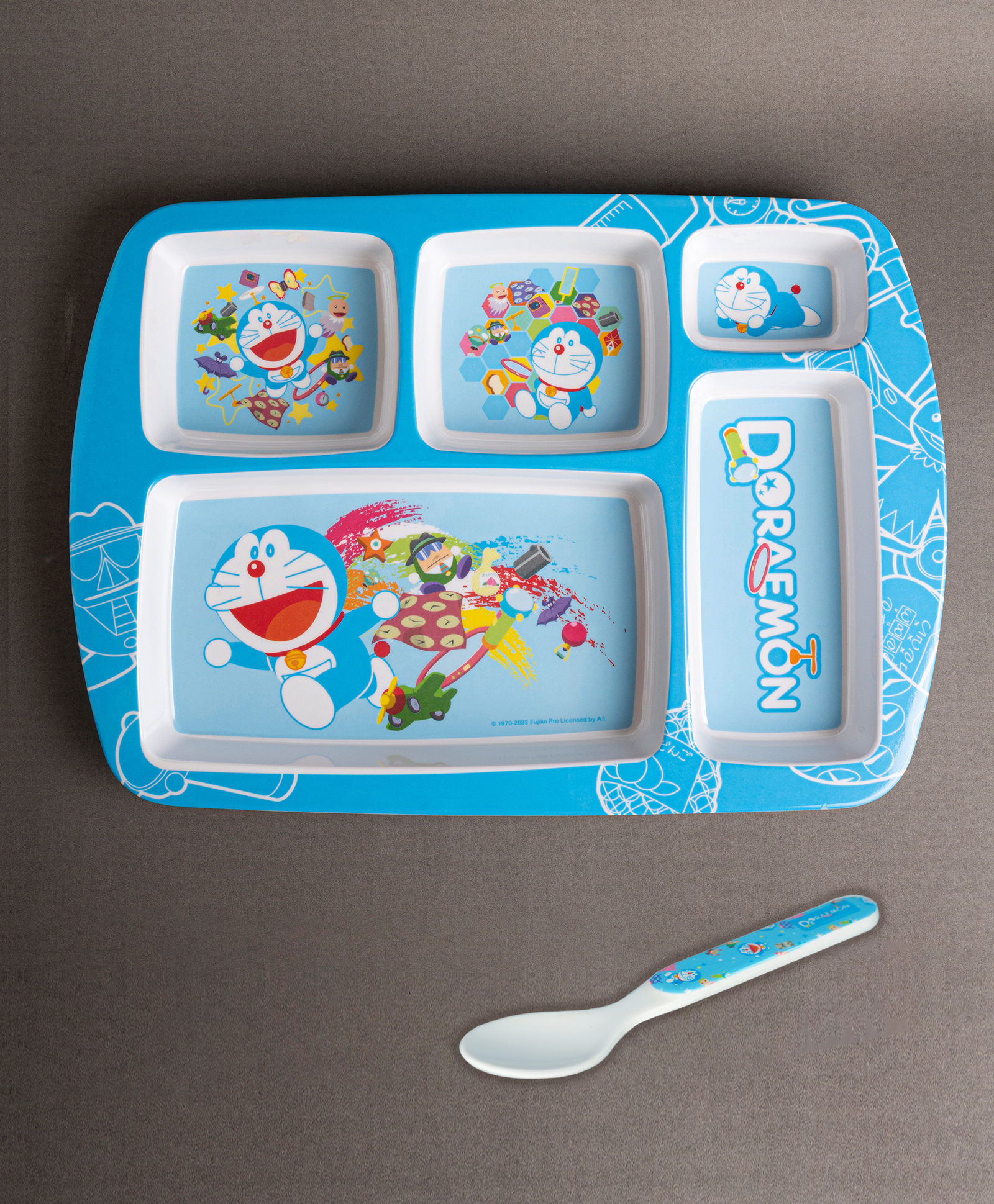 Superware Melamine Kids Partition Plate with Spoon - Doraemon Gadget-picture-19