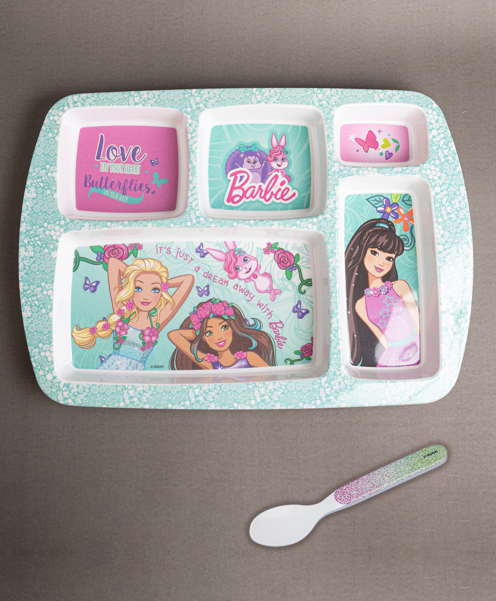 Superware Melamine Kids Partition Plate with spoon -Barbie-Butterfly-picture-20