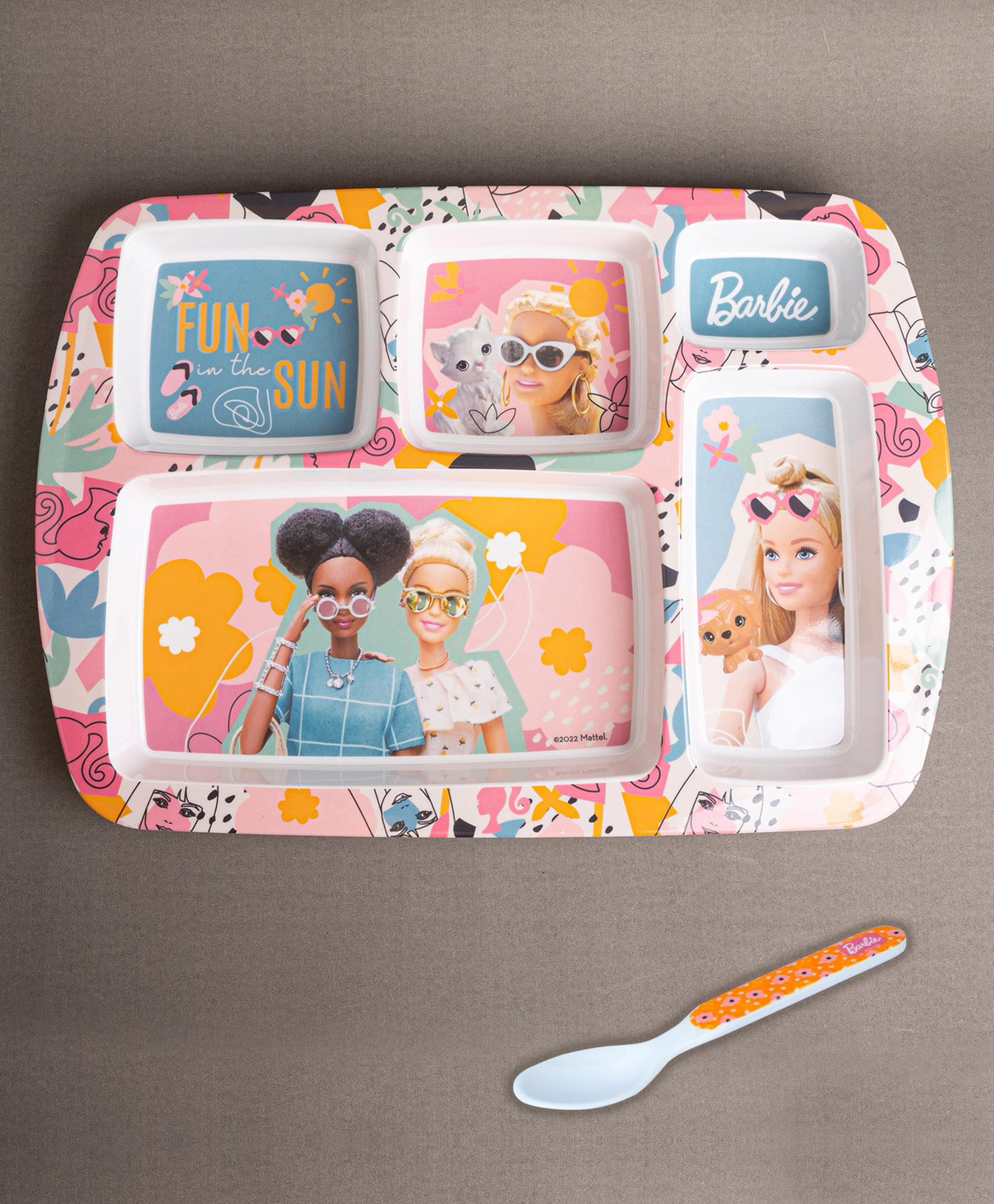 Superware Melamine Kids Partition Plate with spoon -Barbie-Fun in the Sun-picture-5