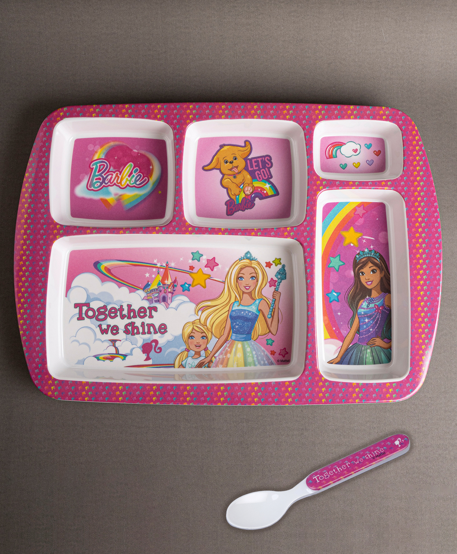 Superware Melamine Kids Partition Plate with spoon -Barbie-Shine-picture-3