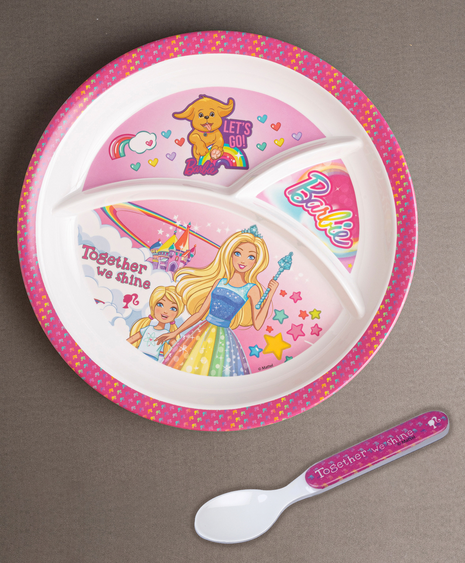 Superware Melamine Kids Partition Plate with spoon - Barbie Shine-picture-22