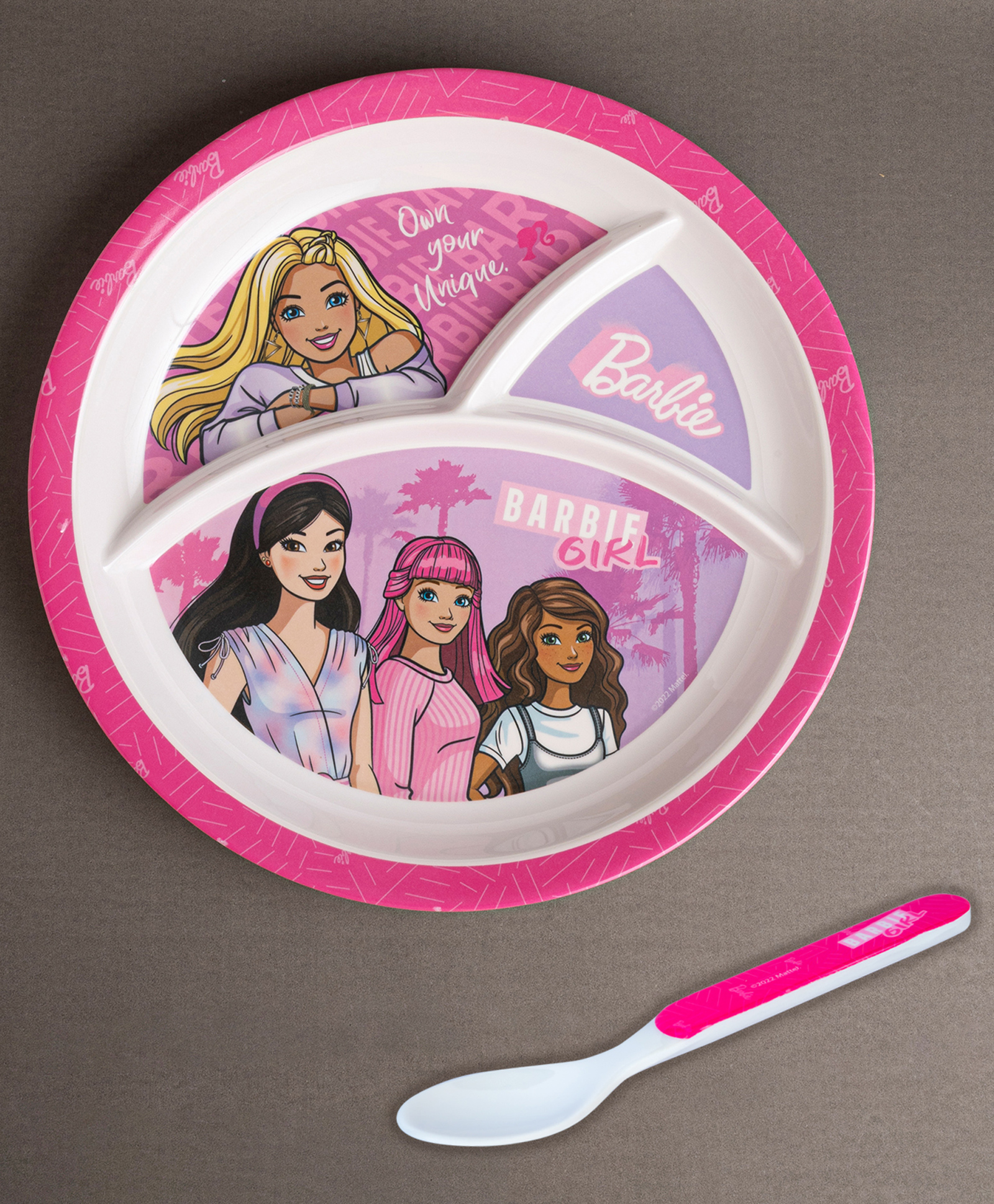 Superware Melamine Kids Partition Plate with spoon -Barbie Wispy Forest-image-42
