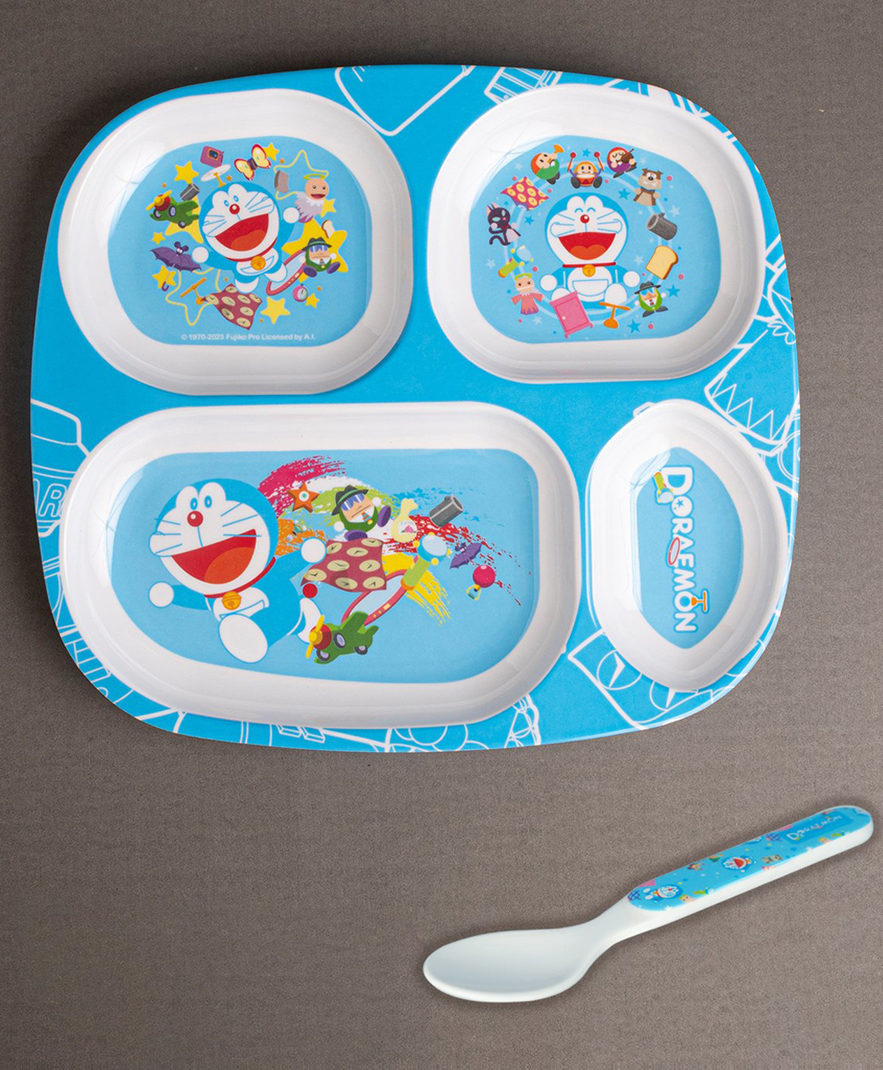 Superware Melamine Kids Partition Plate with spoon - Doraemon Gadget-image-39