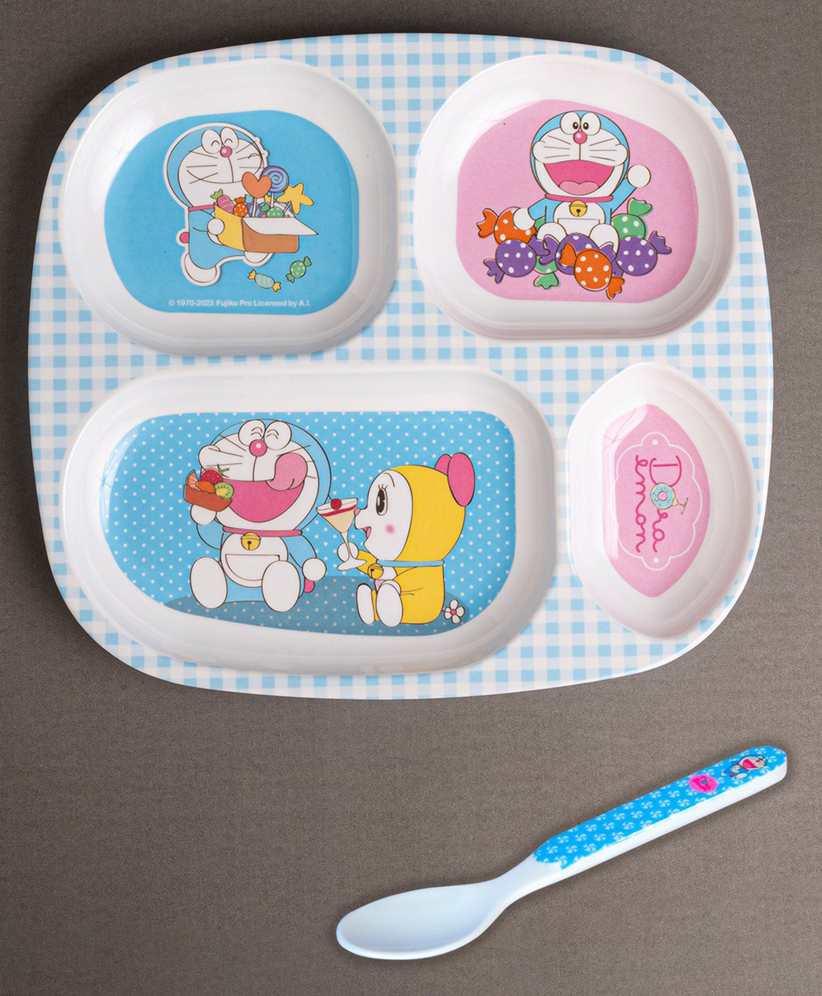 Superware Melamine Kids Partition Plate with spoon - Doraemon Sweet-image-8