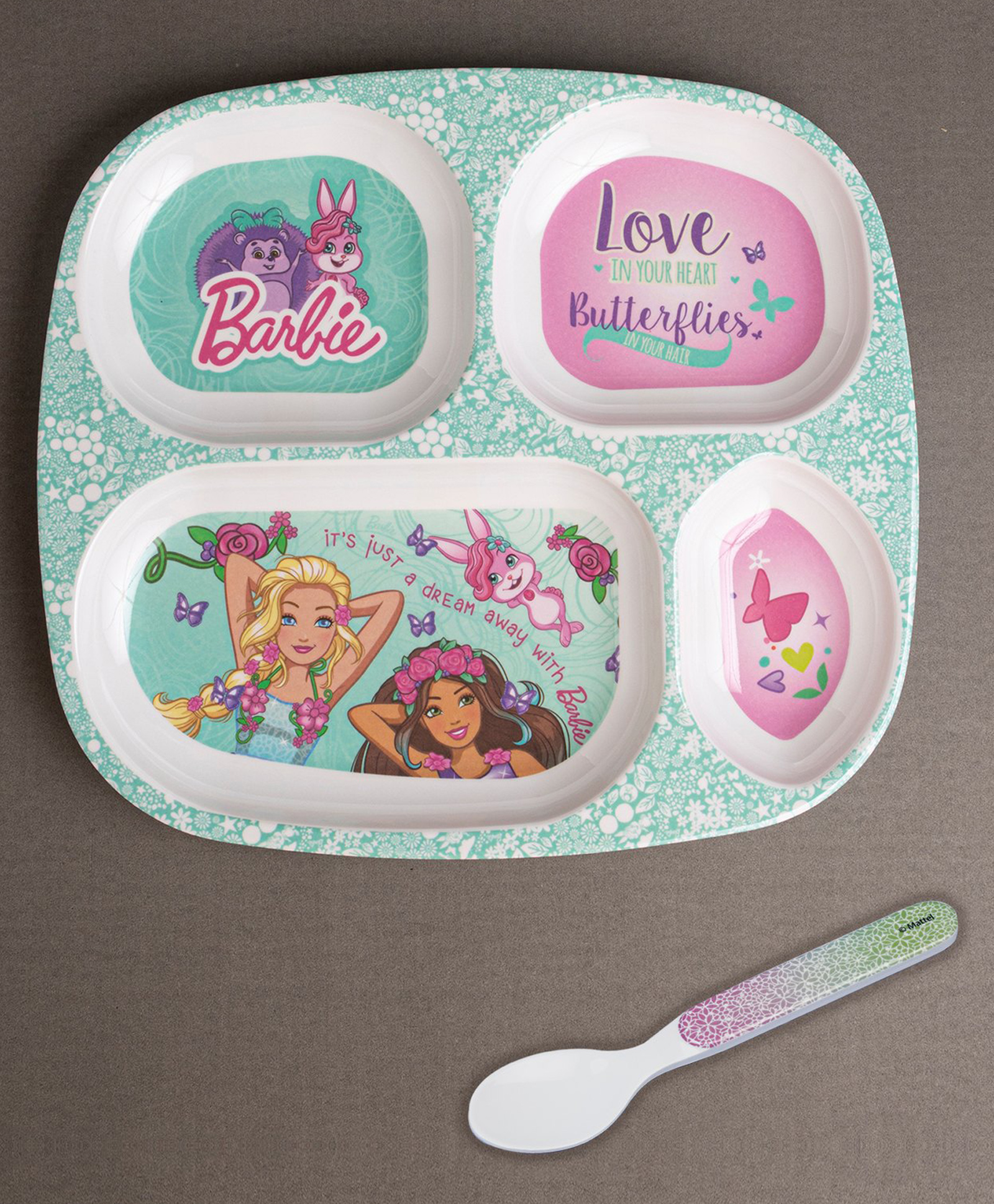 Superware Melamine Kids Partition Plate with spoon - Barbie Butterfly-picture-20