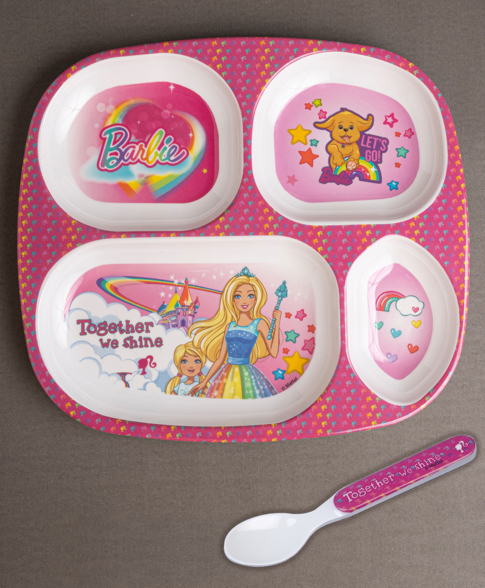 Superware Melamine Kids Partition Plate with spoon- Barbie Shine-picture-19