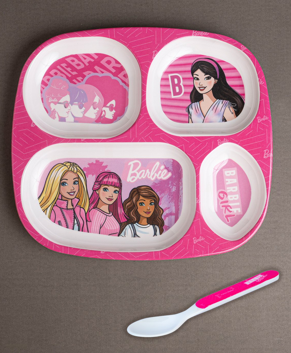 Superware Melamine Kids Partition Plate with spoon - Barbie-Wispy Forest-image-45