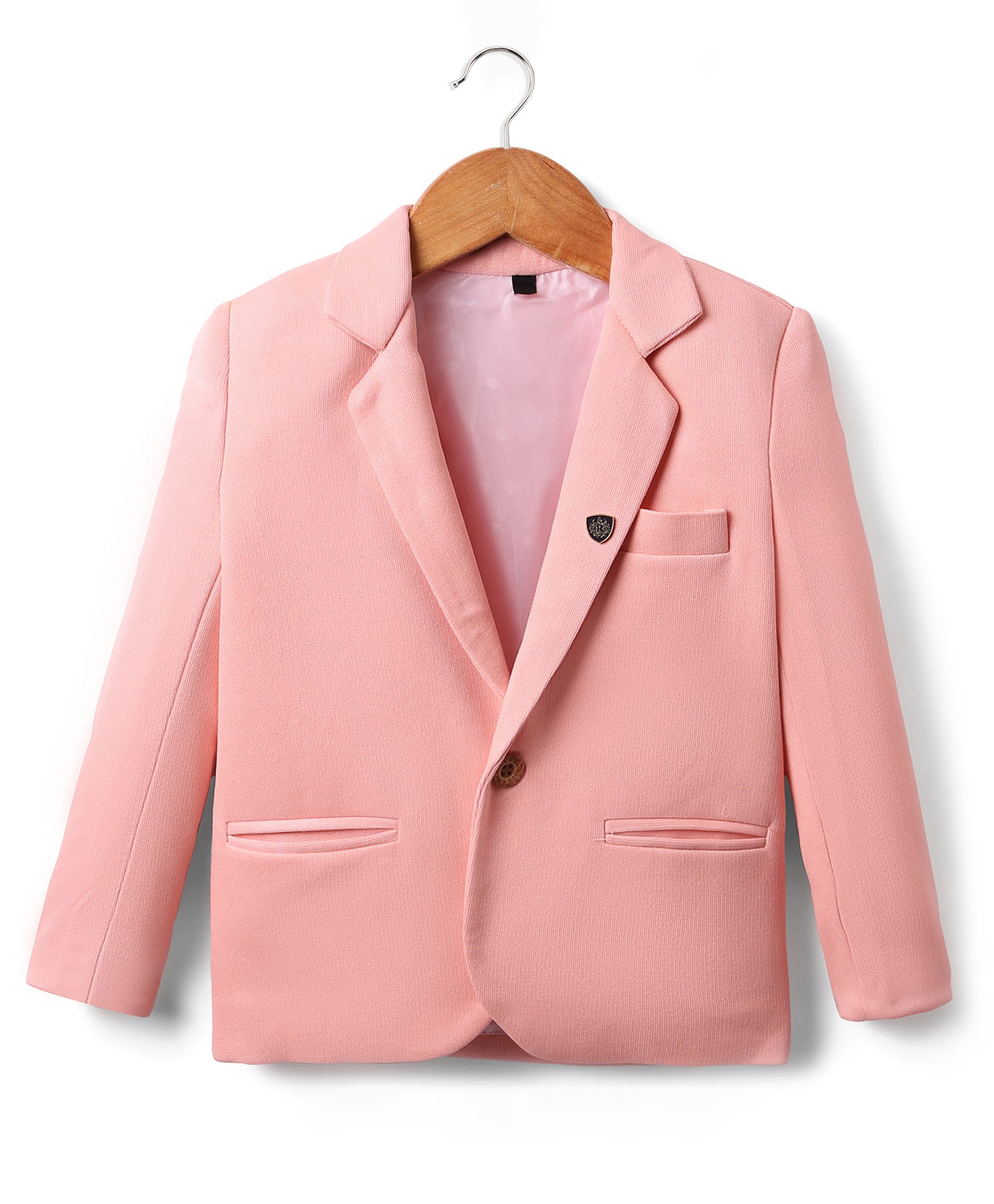 Rikidoos Full Sleeves Solid Blazer - Light Pink-picture-17