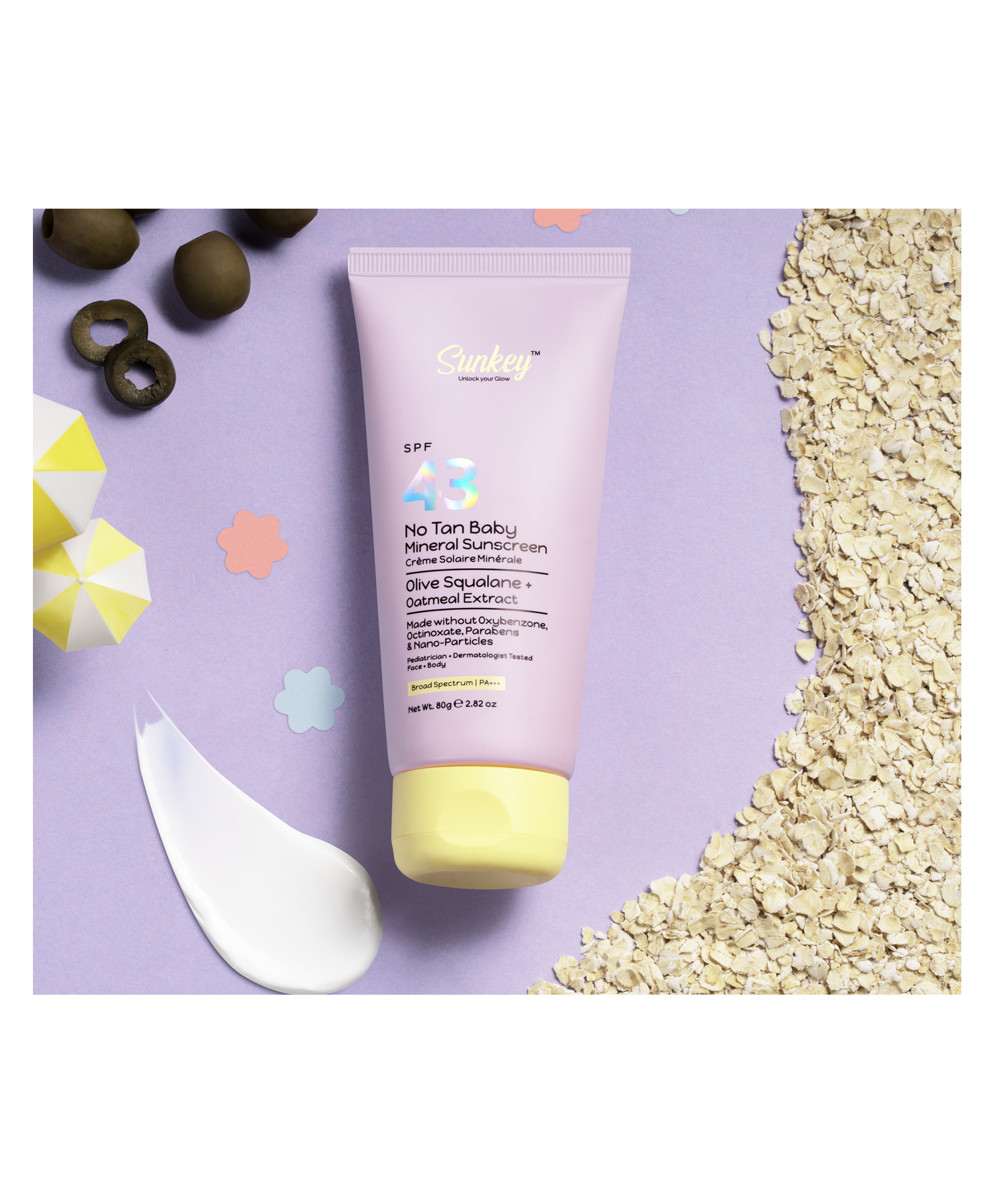 Sunkey No Tan Baby Mineral Sunscreen - SPF 43 With Olive Squalane & Oatmeal Extract 80 g-image-21