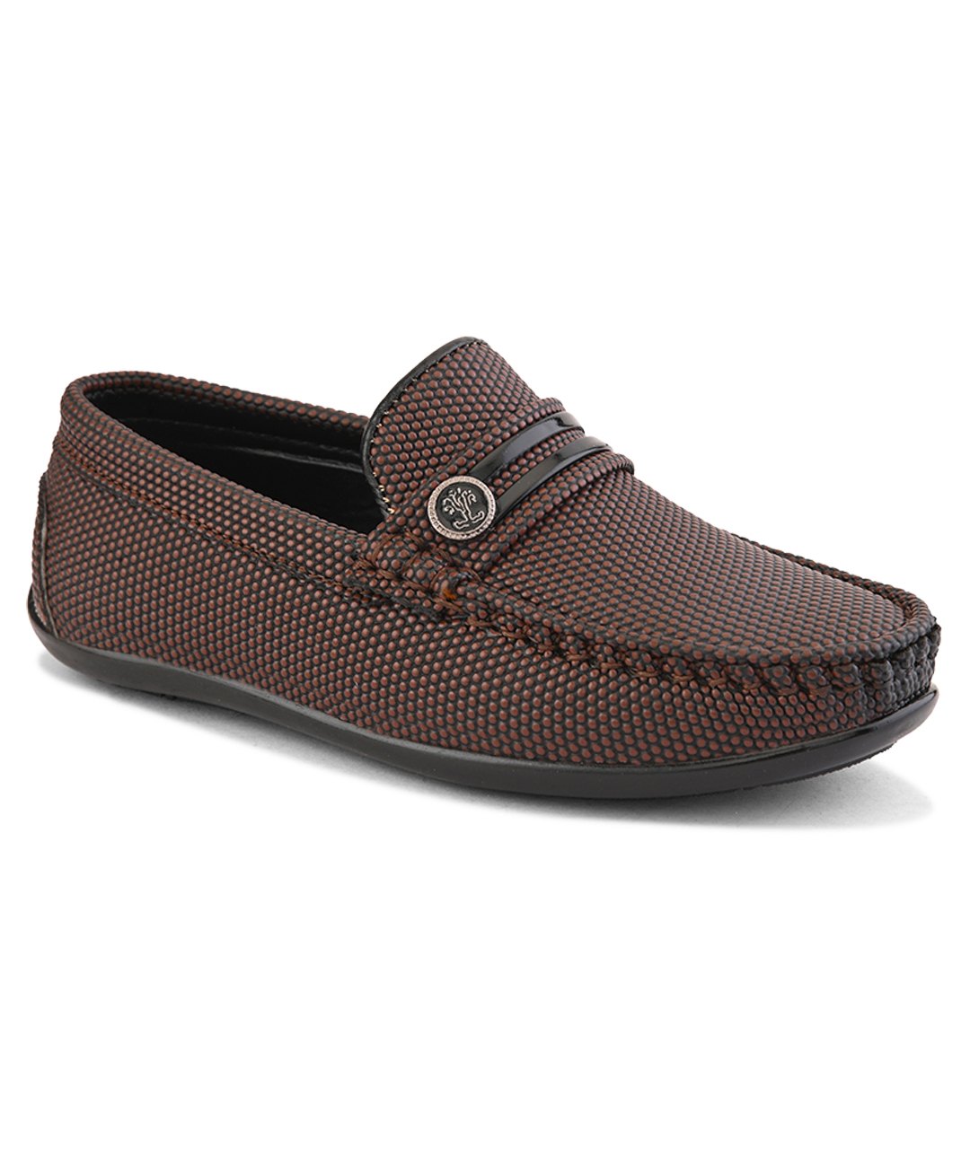 MLTC Self Design Textured Slip On Loafers - Brown-picture-15