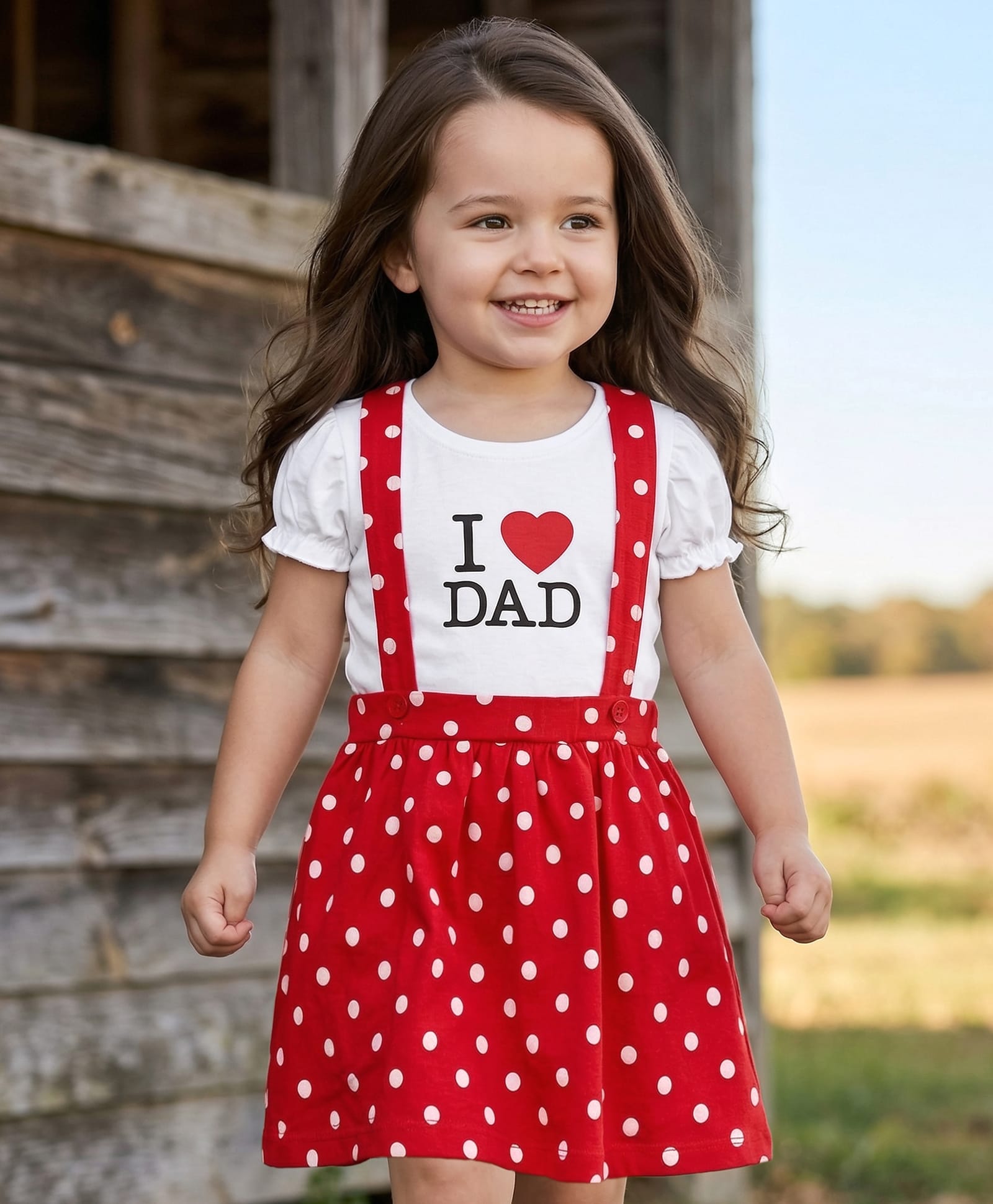 Babyhug Single Jersey Knit Half Sleeves Top & Skirt Set With Text & Polka Dot Print - White & Red-image-22
