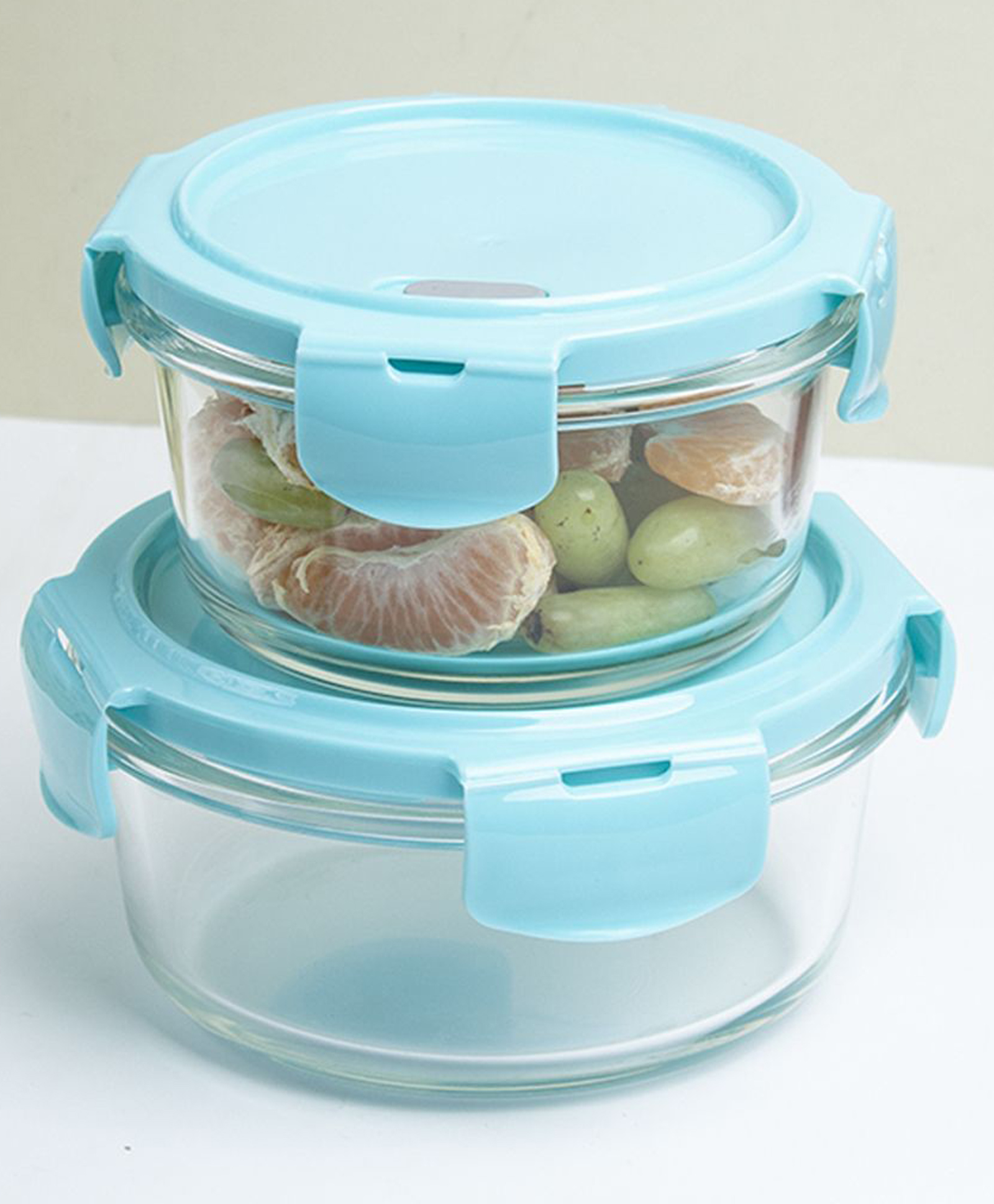 VONCASA Borosilicate Food Containers (Pack of 2 - 410ml & 570ml) Blue Lid-image-35