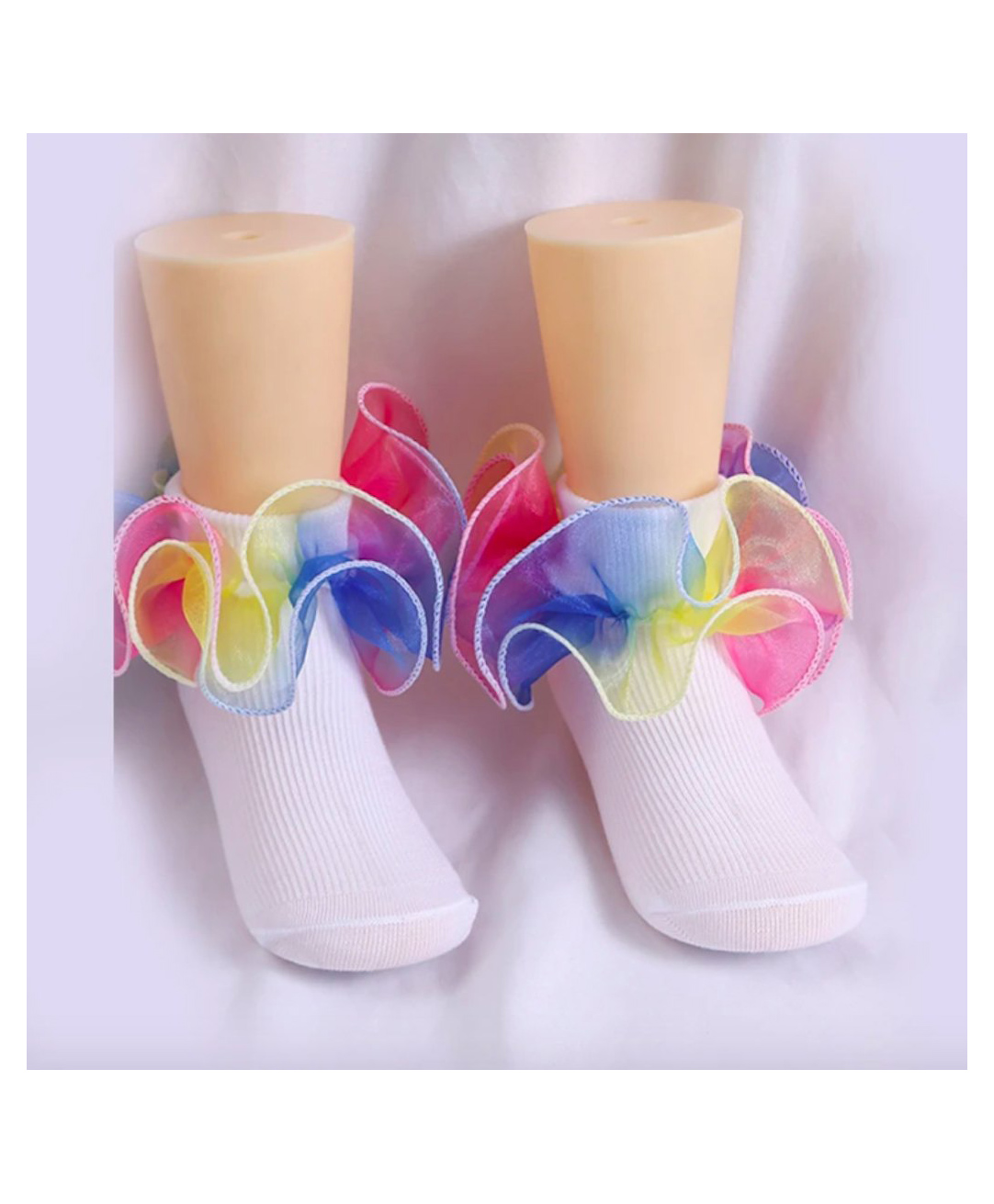 Flaunt Chic Cotton Ribbed Frill Detailed Socks - White-image-16