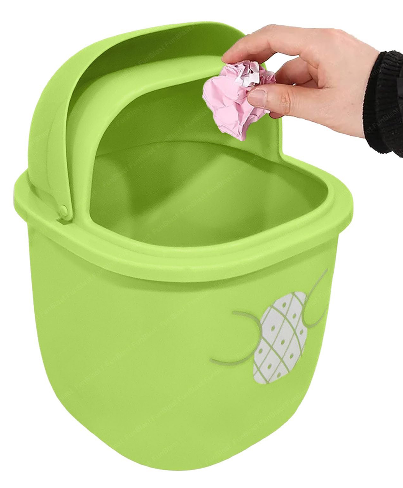 FunBlast Portable Table Dustbin with Swing Top Lid Green-image-45