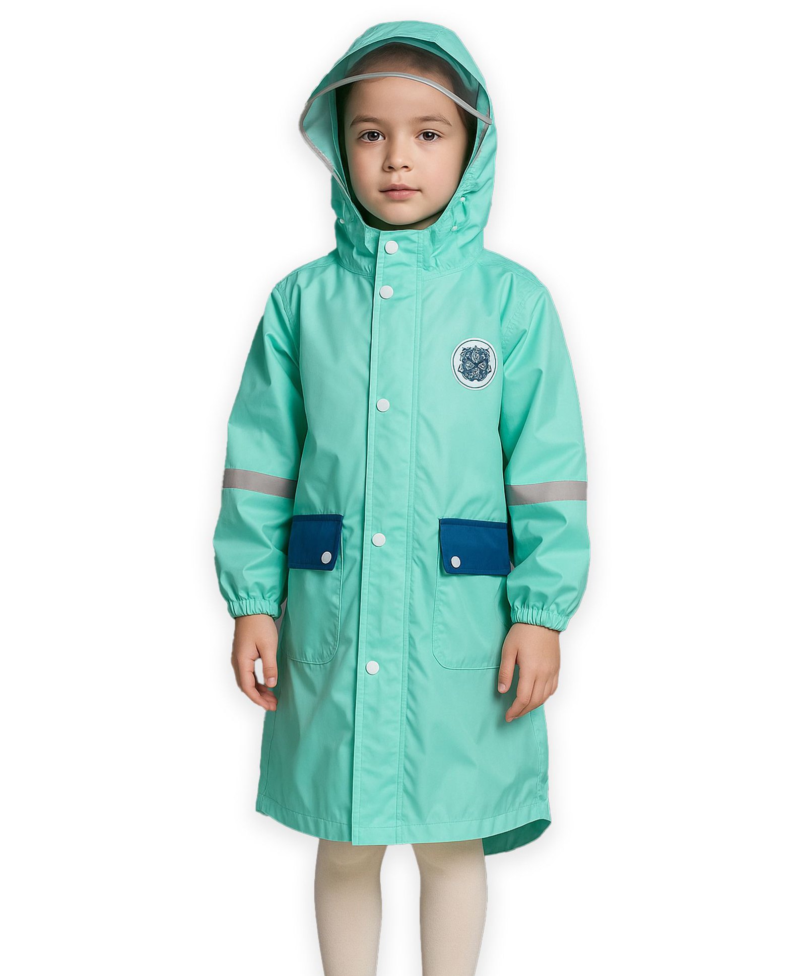 Little Surprise Box PVC Full Sleeves Abstract Patch Detailed Hooded Cap Style Raincoat With Extra Backpack Space - Blue-picture-31