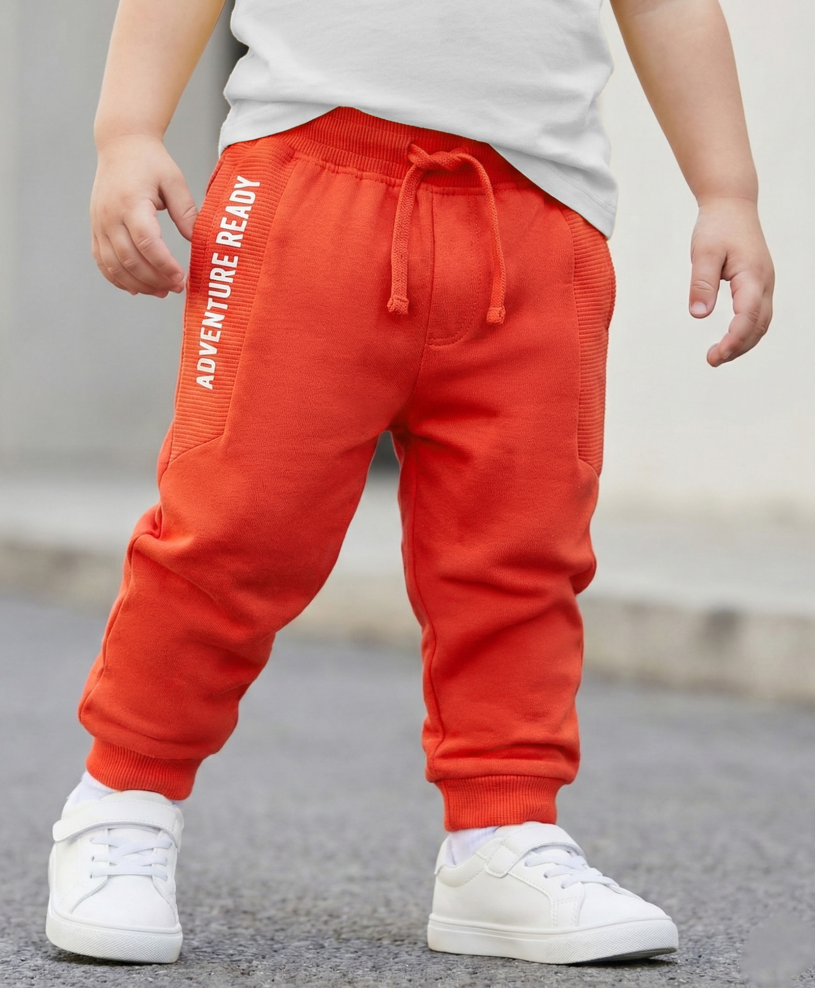 Babyhug Terry Cotton Knit Full Length Text Printed Lounge Pant - Orange-image-41