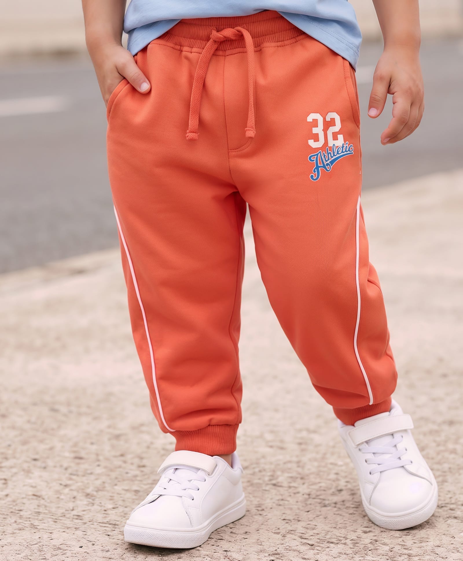 Babyhug Terry Cotton Knit Full Length Text Printed Lounge Pant - Orange-picture-38