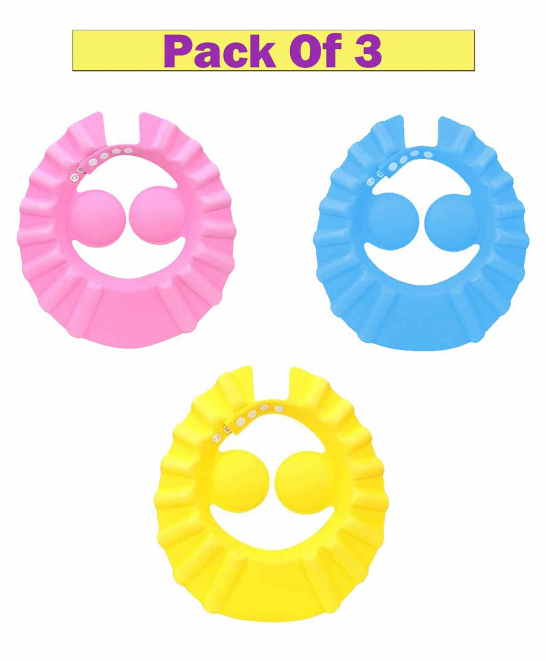 Ortis Adjustable Bathing Baby Shower Cap - Pack Of 3 - Multicolor-picture-13