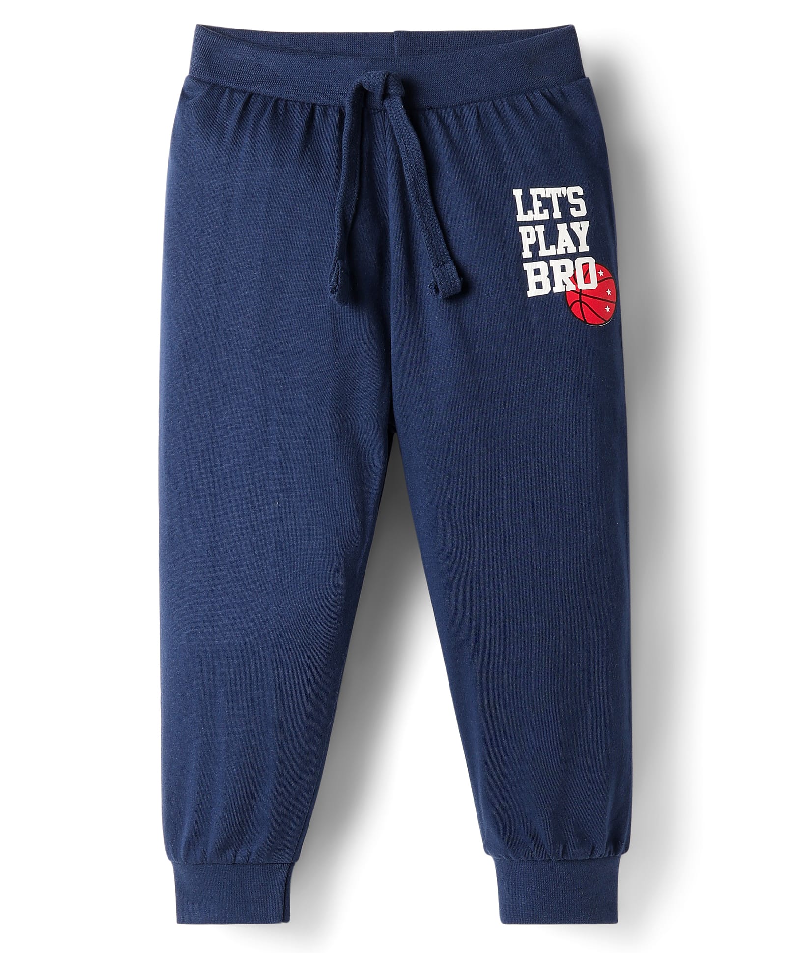 Babyhug Single Jersey Knit Full Length Lounge Pant with Let's Play Bro Text Print - Navy Blue-picture-38