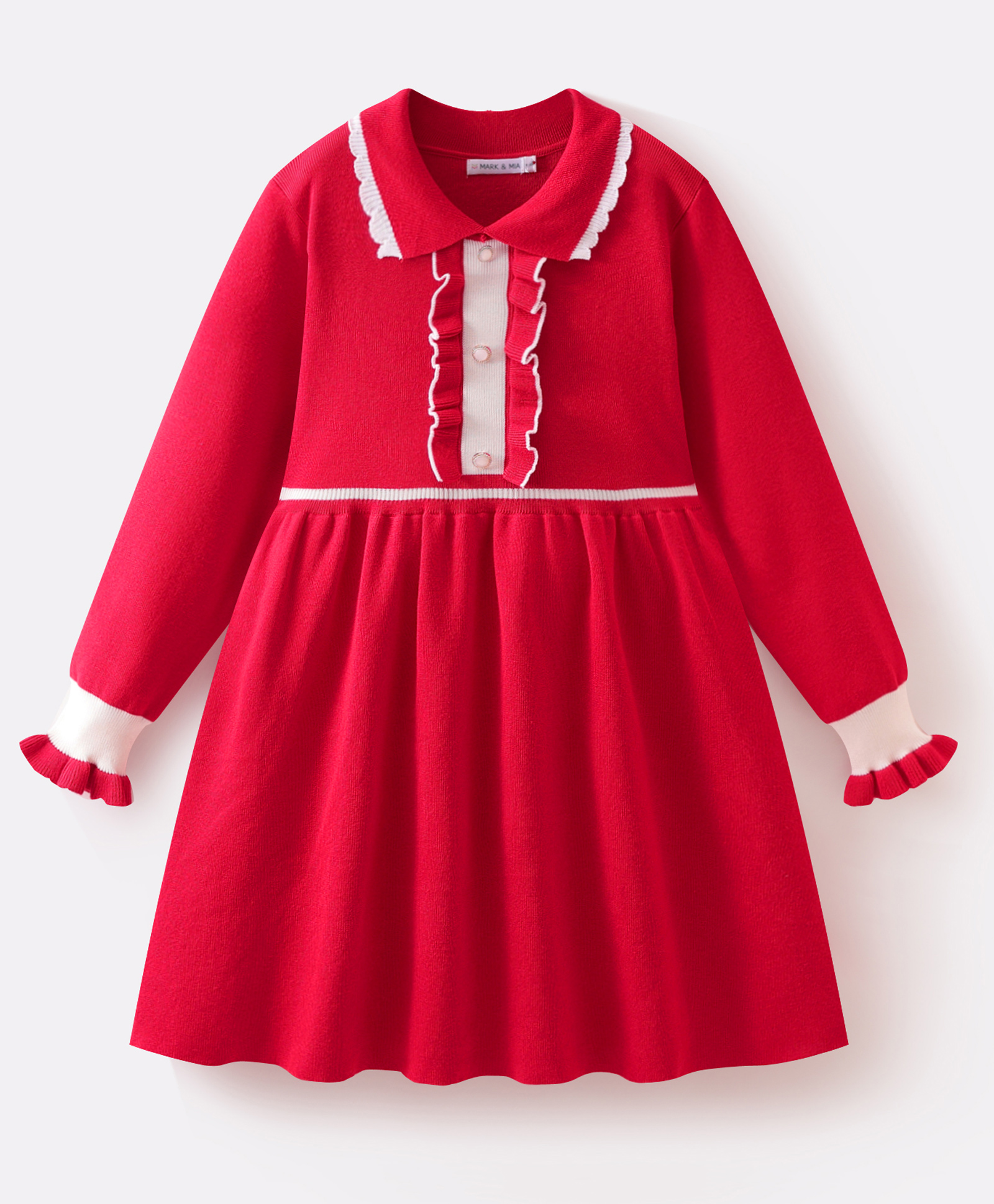 Mark & Mia Full Sleeves Solid Woollen Dress - Red-image-48
