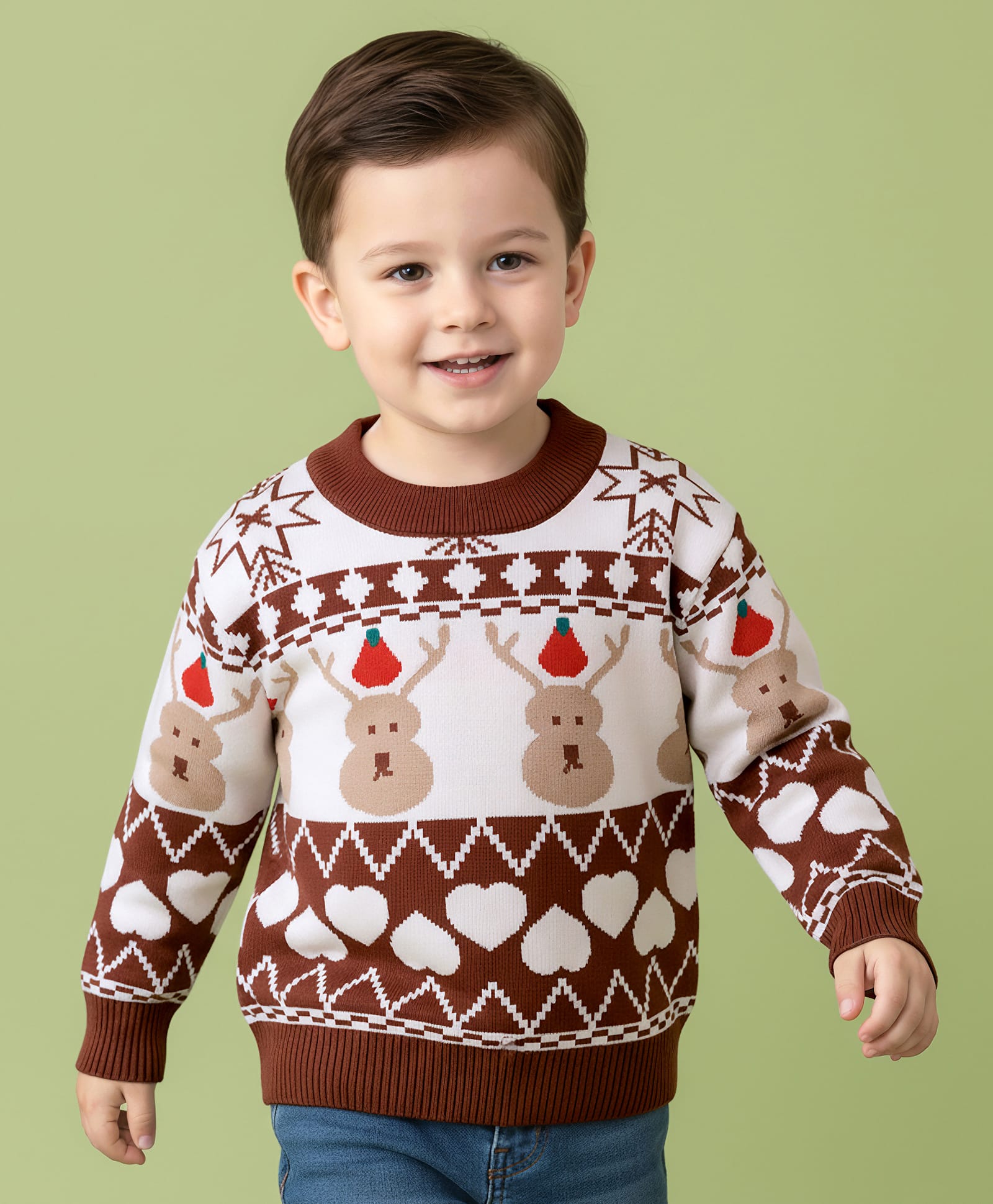 Mark & Mia Full Sleeves Pullover Sweater With Christmas Design - Brown-image-8