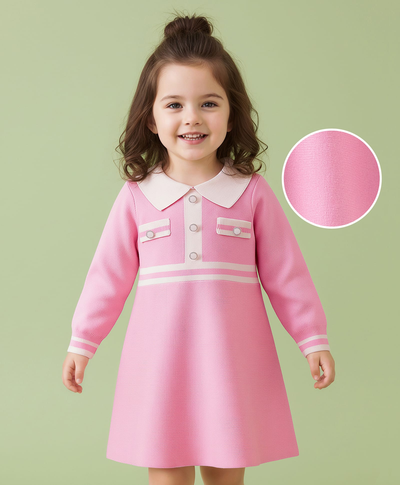Mark & Mia Full Sleeves Solid Woollen Dress - Pink-image-49