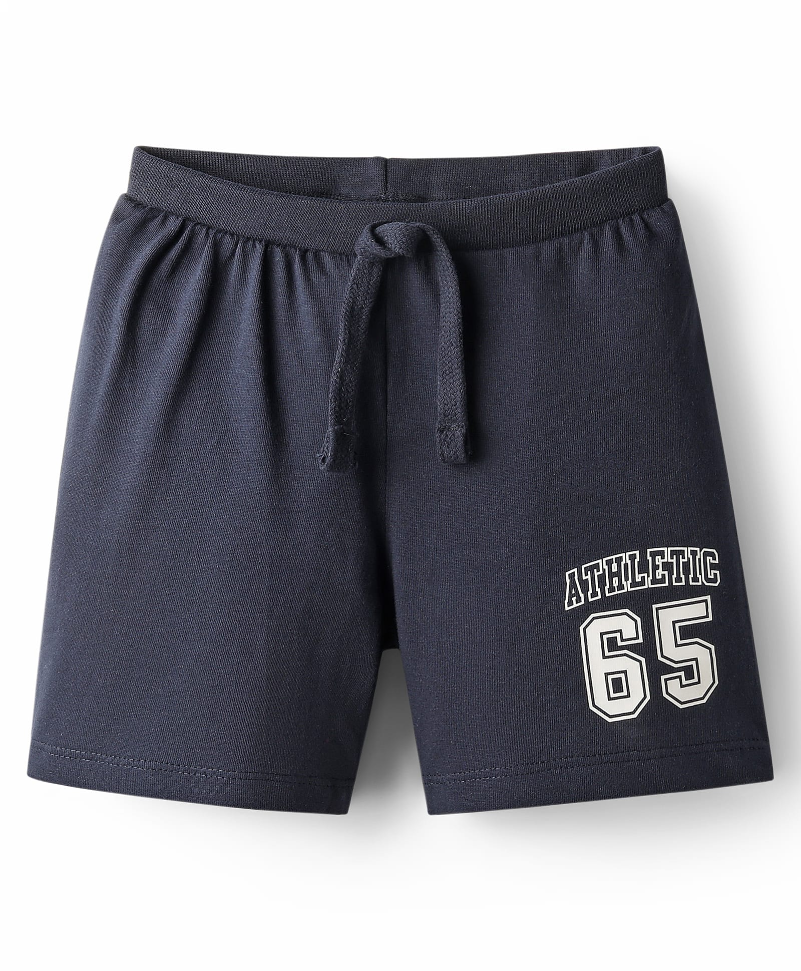 Babyhug Single Jersey Knit Mid Thigh Shorts With Athletic Text Print - Blue-picture-18