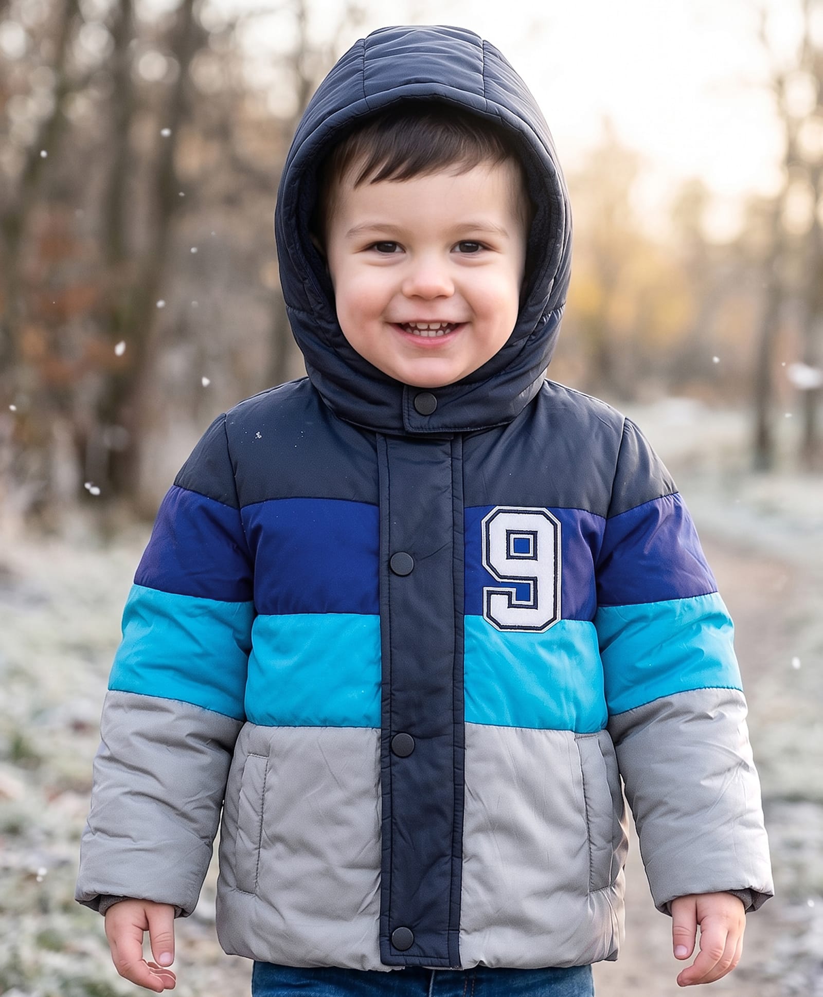 Babyhug Woven Full Sleeves Padded Jacket with Detachable Hood & Patch Detailing - Multicolor-image-48