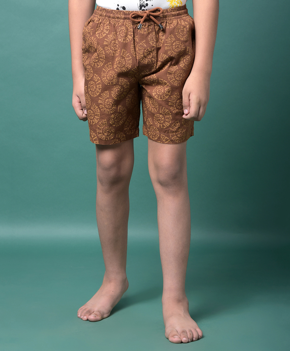 CRIMSOUNE CLUB Cotton Woven Shells Printed Shorts - Brown-picture-34