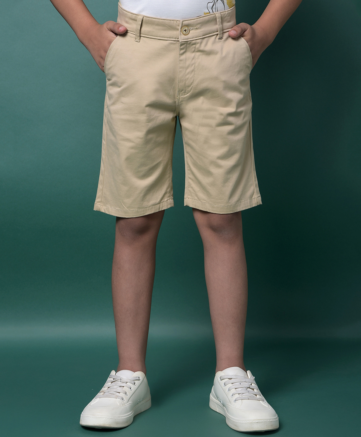 CRIMSOUNE CLUB Cotton Woven Solid Shorts - Beige-picture-37