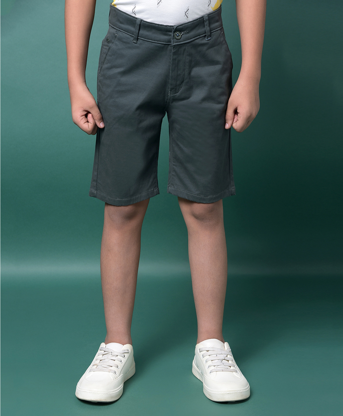 CRIMSOUNE CLUB Cotton Woven Solid Shorts - Green-picture-25