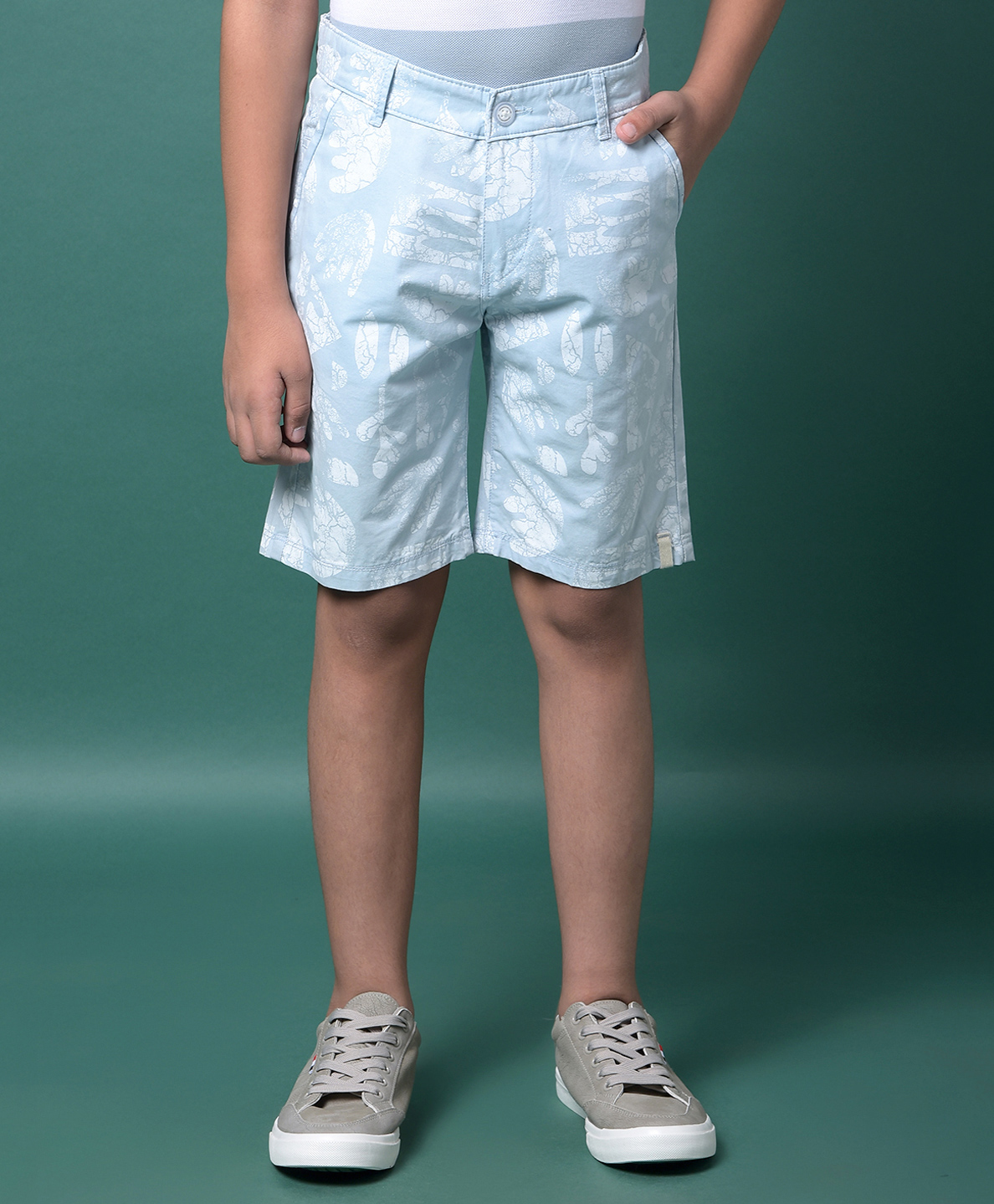 CRIMSOUNE CLUB Cotton Woven Abstract Printed Shorts - Blue-picture-17