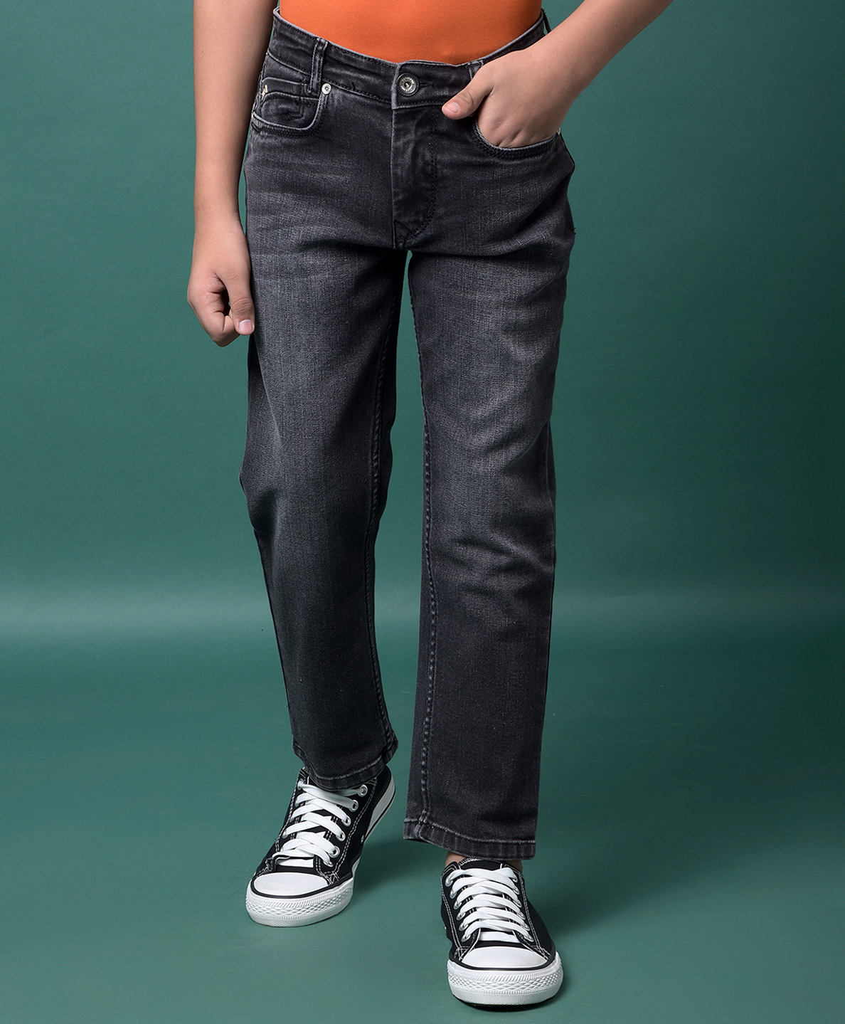 CRIMSOUNE CLUB Cotton Denim Mild Washed Jeans - Grey-picture-24